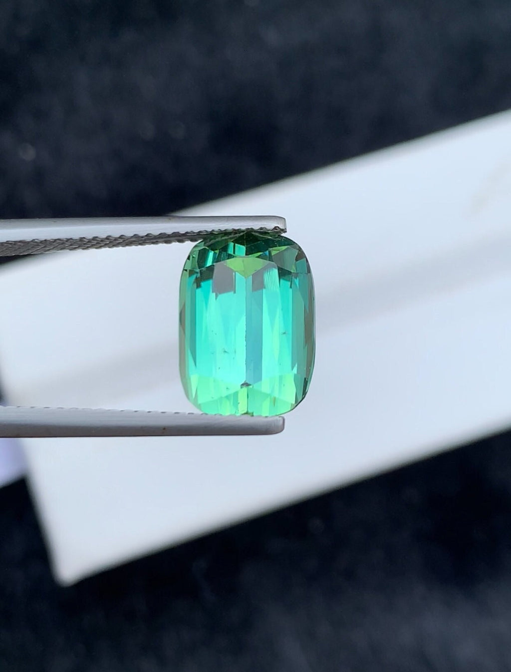 6.35 CT Mint Green Tourmaline Gemstone: Cushion Cut, VVS Clarity