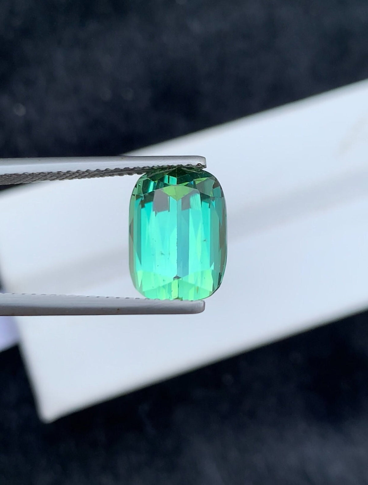 6.35 CT Mint Green Tourmaline Gemstone: Cushion Cut, VVS Clarity