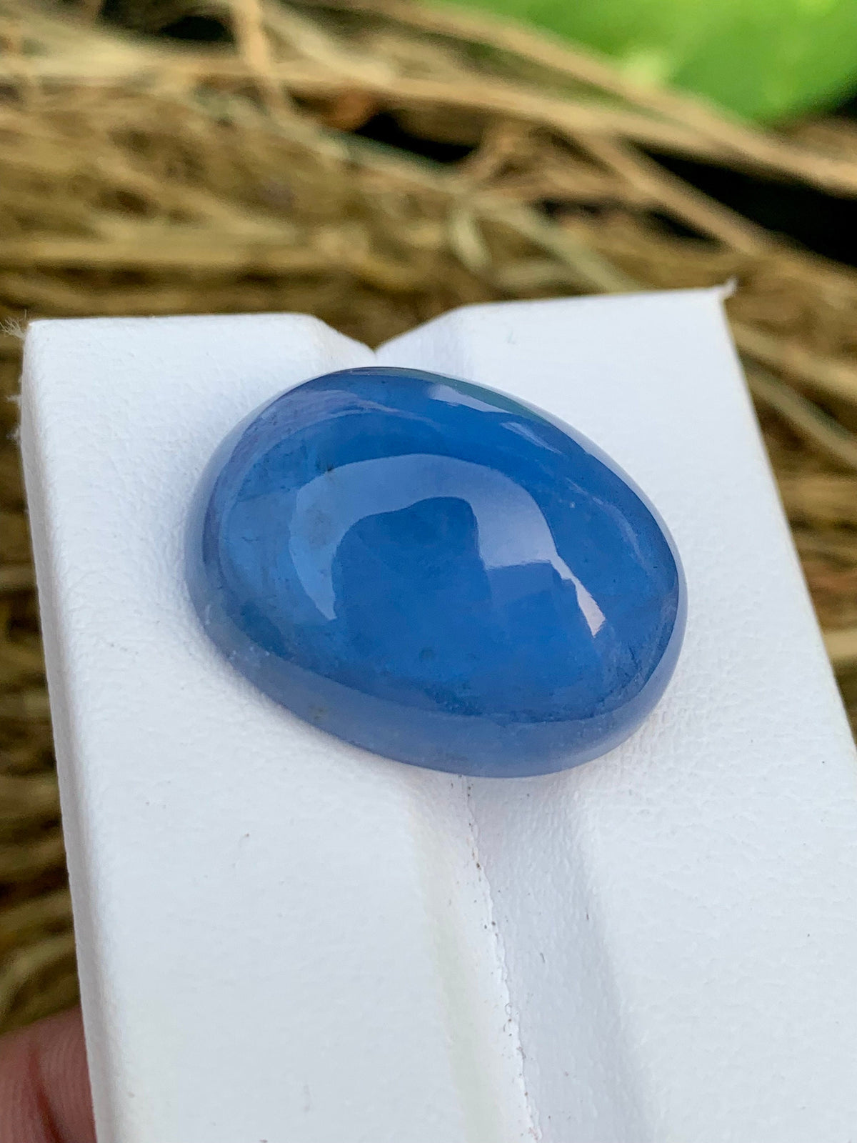 Deep Blue Aquamarine Cabochon: Oval Gemstone, March Birthstone (34.35 Carat)