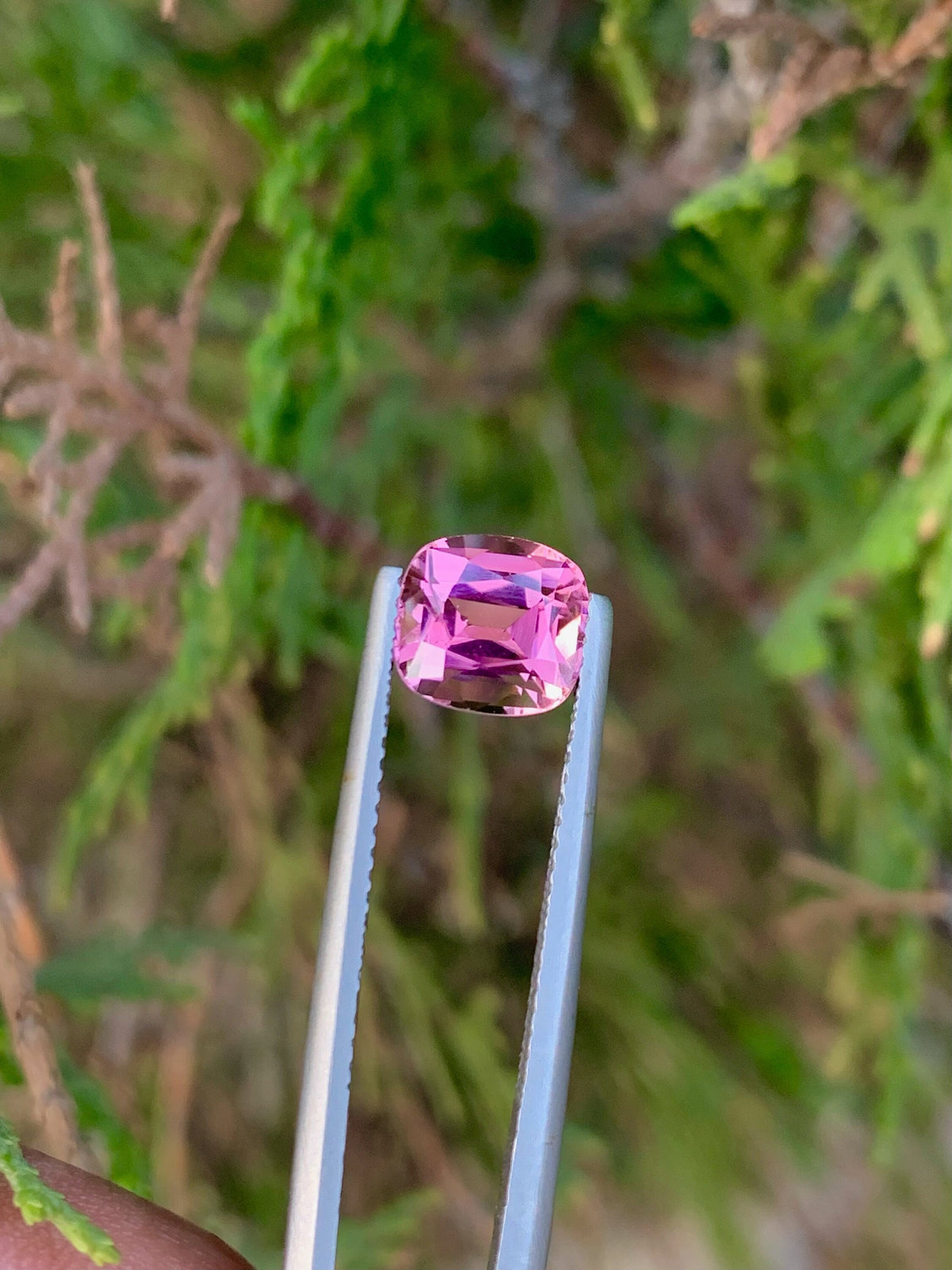 Faceted Pink Tourmaline Stone: 1.90 CT Cushion Cut Gemstone