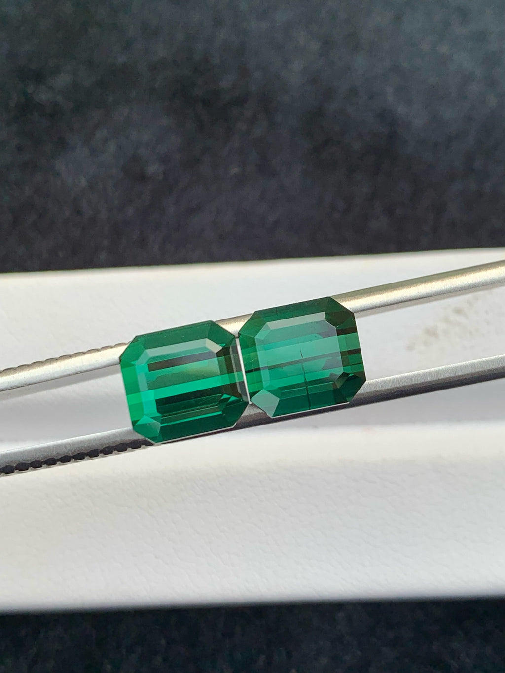 Emerald Cut Forest Green Tourmaline Pair: 8.80 CT Afghanistan Gemstones
