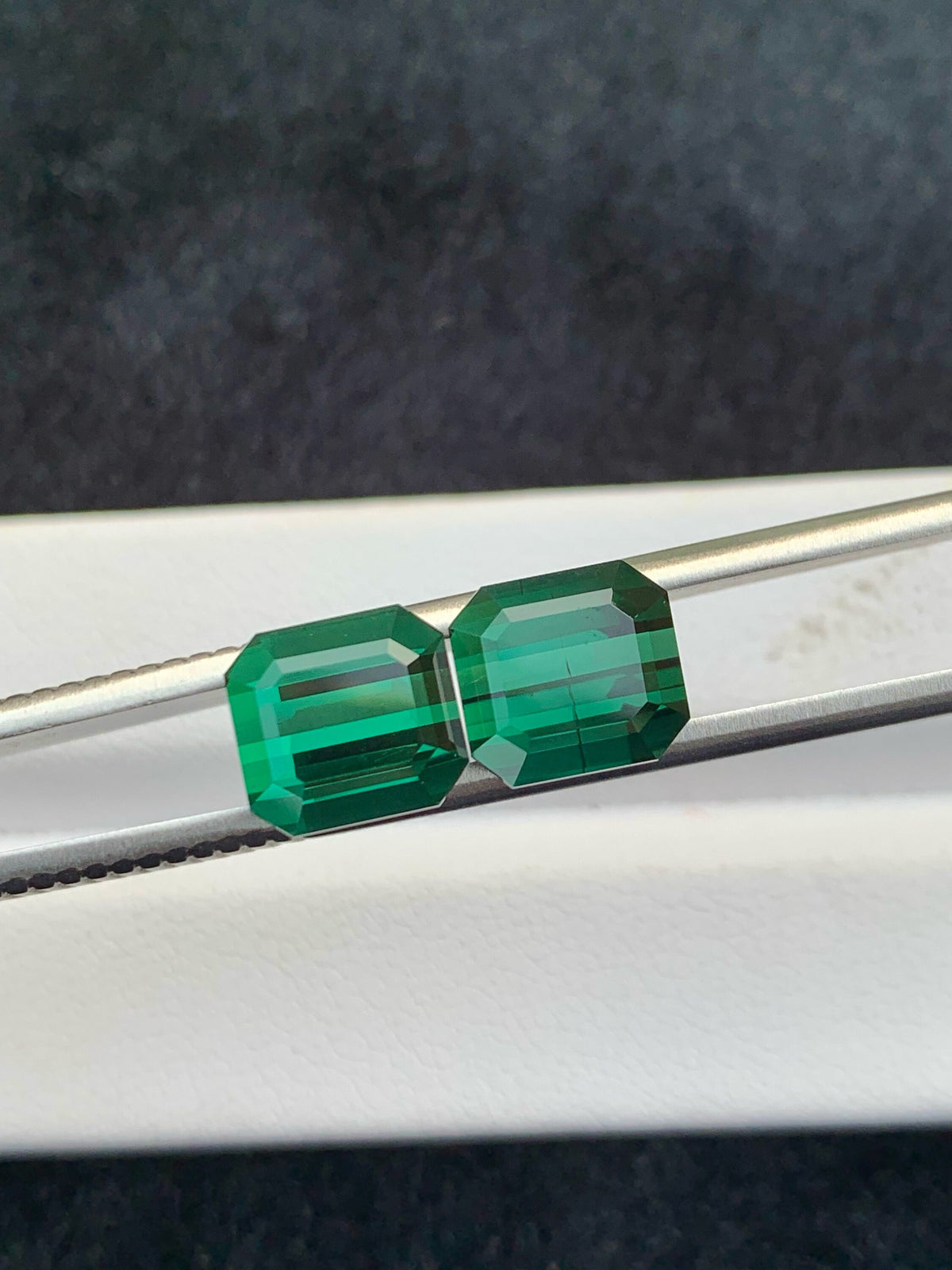 Emerald Cut Forest Green Tourmaline Pair: 8.80 CT Afghanistan Gemstones