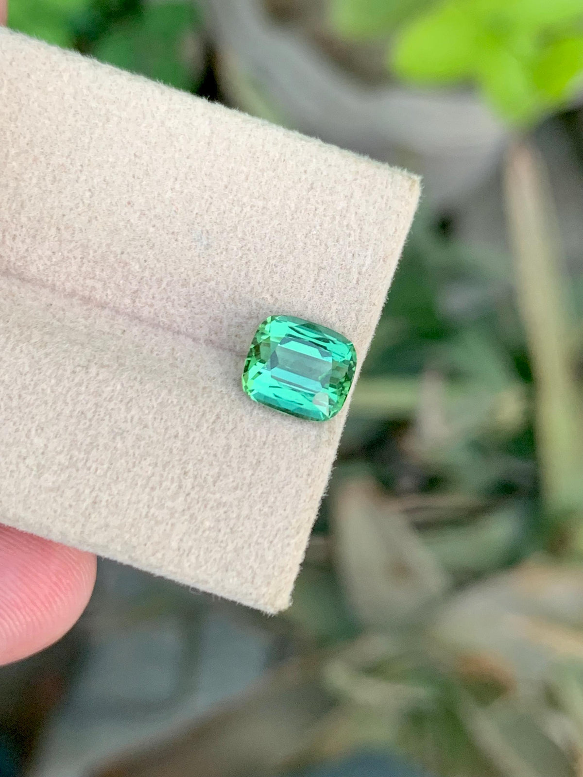 1.90 CT Natural Blue Green Tourmaline Gemstone: Cushion Cut Ring Stone