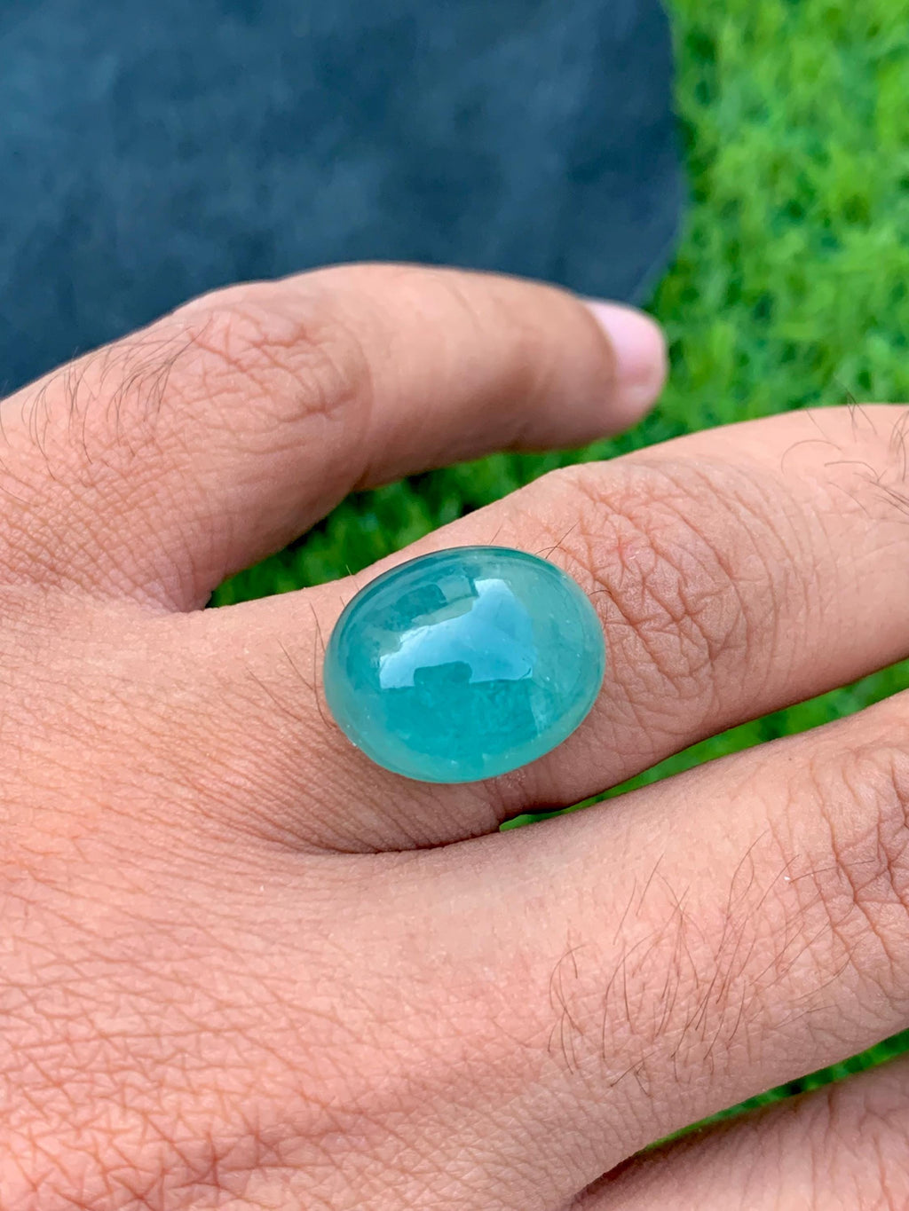 Grandidierite Gemstone Cabochon: Bluish Green, Rare Madagascar Stone, 13.80 Carats