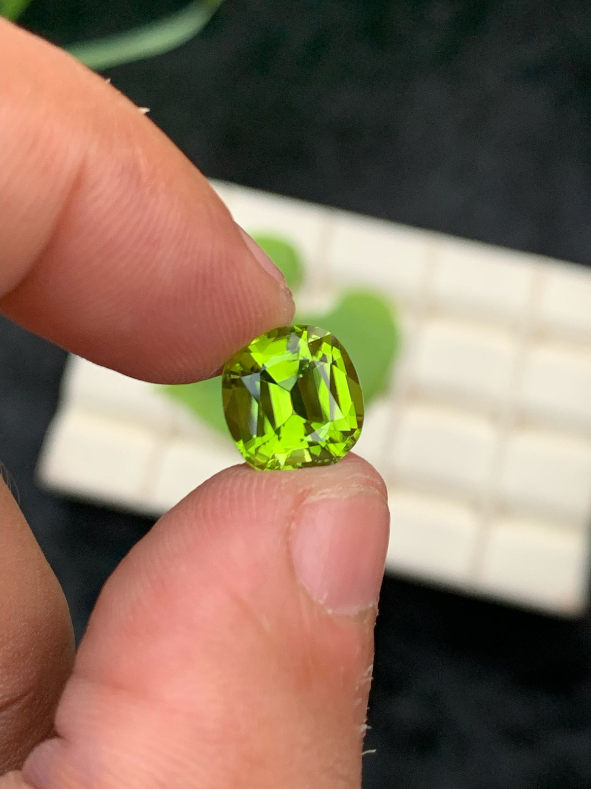 Cushion Cut Natural Peridot Gemstone: August Birthstone, 3.65 Cts