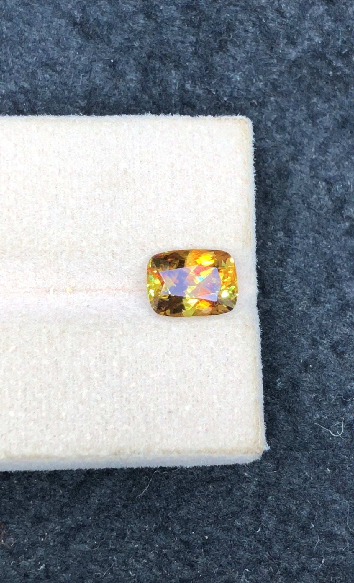1.30 Carat Natural Green Sphene Gemstone: Cushion Cut, Faceted