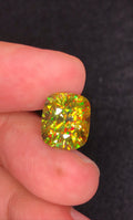 11.80 CT Green Sphene Loose Gemstone: Cushion Cut Titanite, August Birthstone