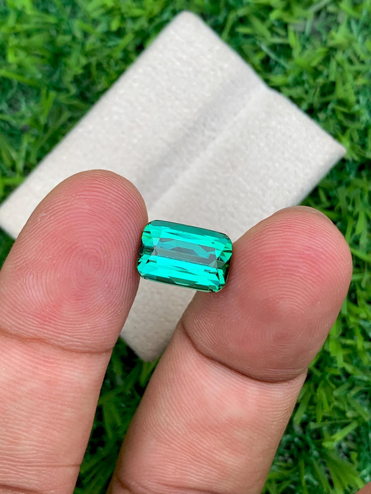 Bluish Green Tourmaline Gemstone: 3.40 CT Cushion Cut, Afghanistan Origin