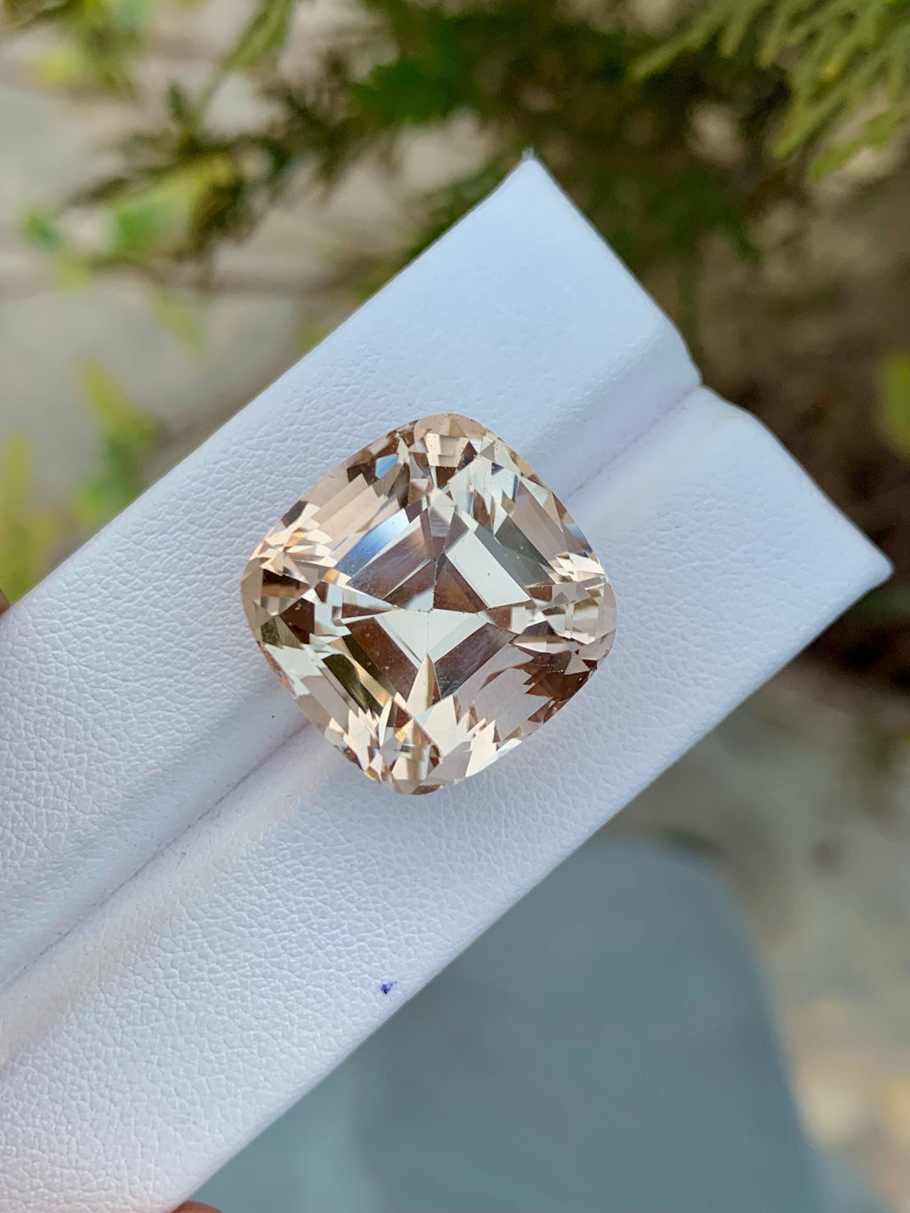 Unheated Imperial Topaz Gemstone: 38.30 CT VVS Cushion Cut
