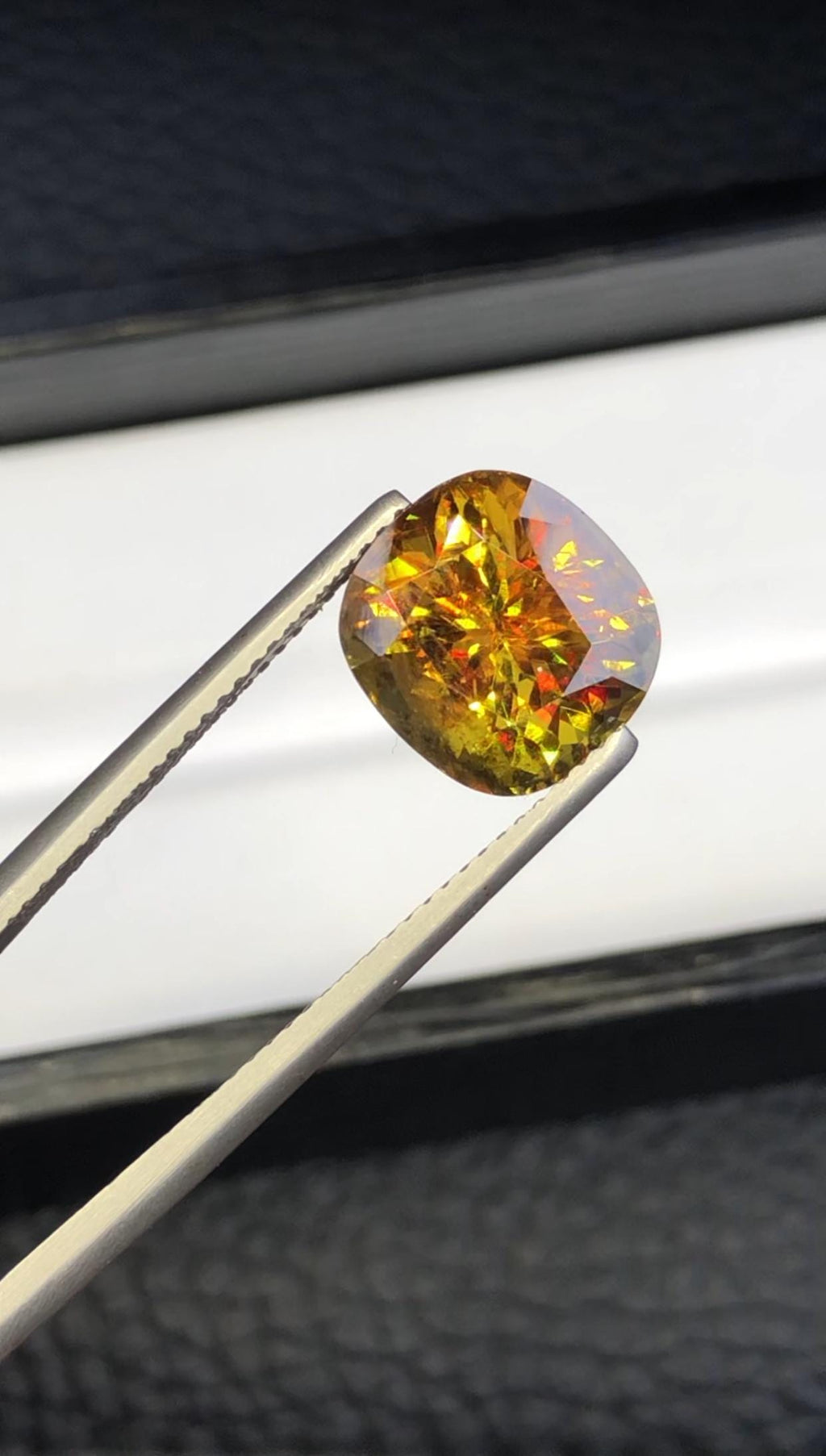 AAA Cushion Cut Sphene Gemstone: 5.65 Carats, Full Fire