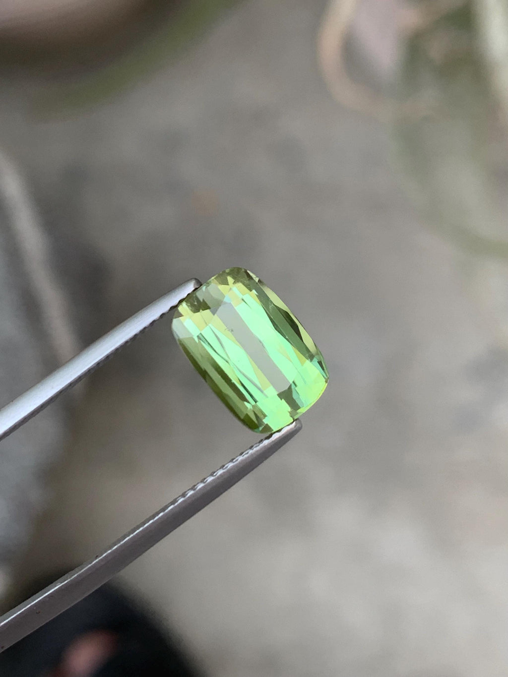Lime Green Tourmaline Gemstone: 4.95 CT Faceted Cushion Cut