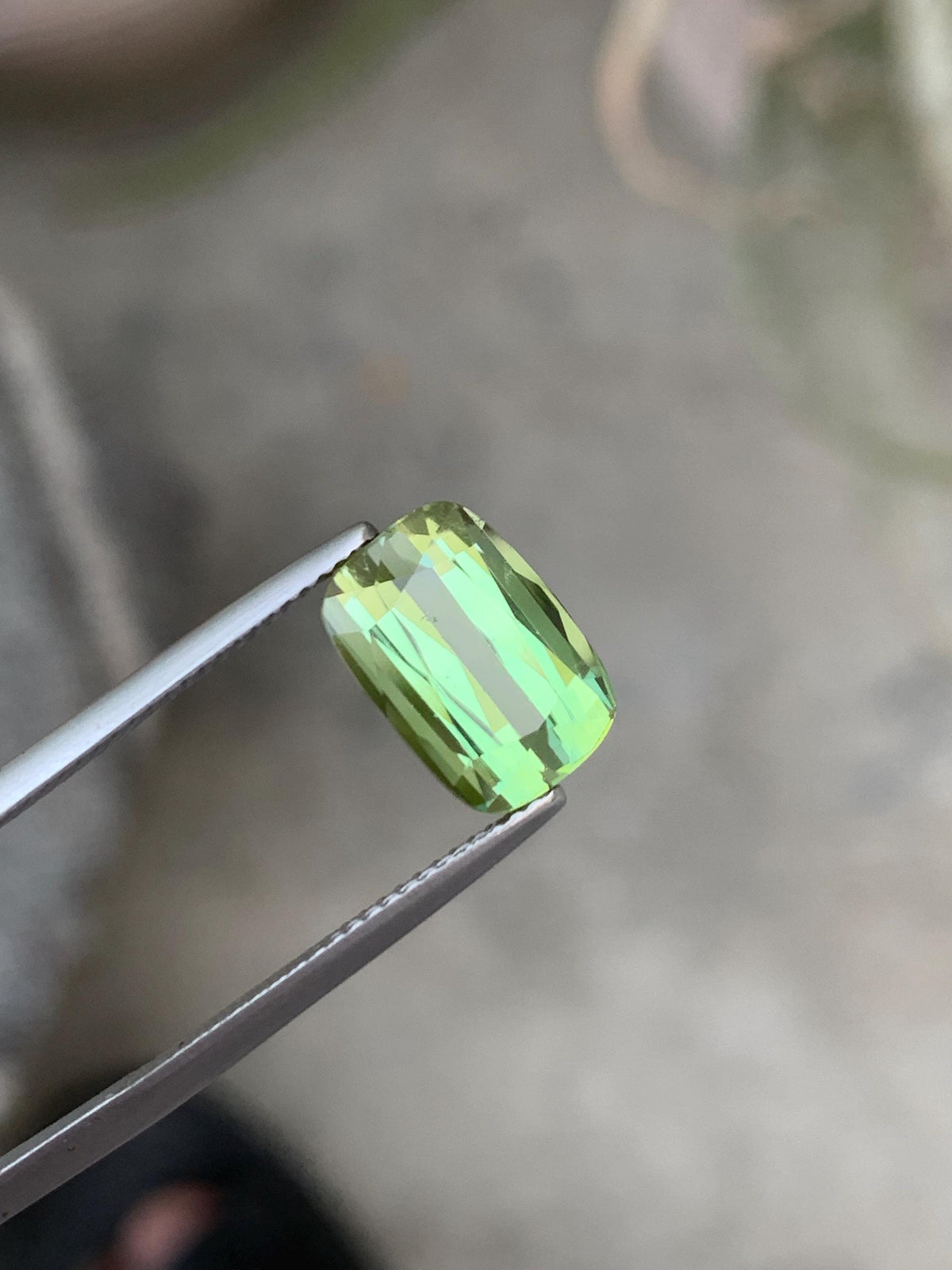 Lime Green Tourmaline Gemstone: 4.95 CT Faceted Cushion Cut