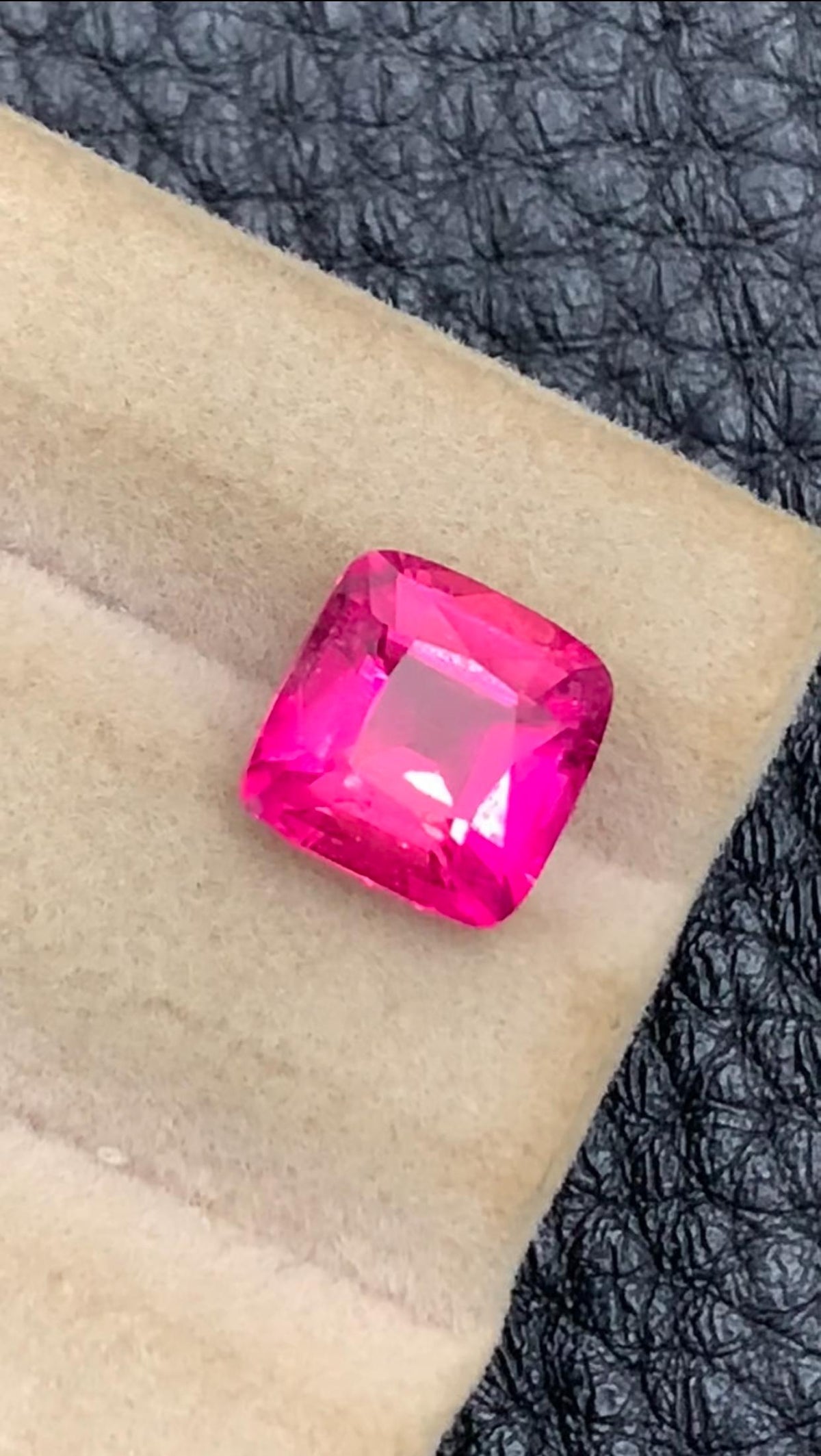 Rubellite Tourmaline Gemstone: 2.70 CT Deep Reddish Pink Cushion Cut