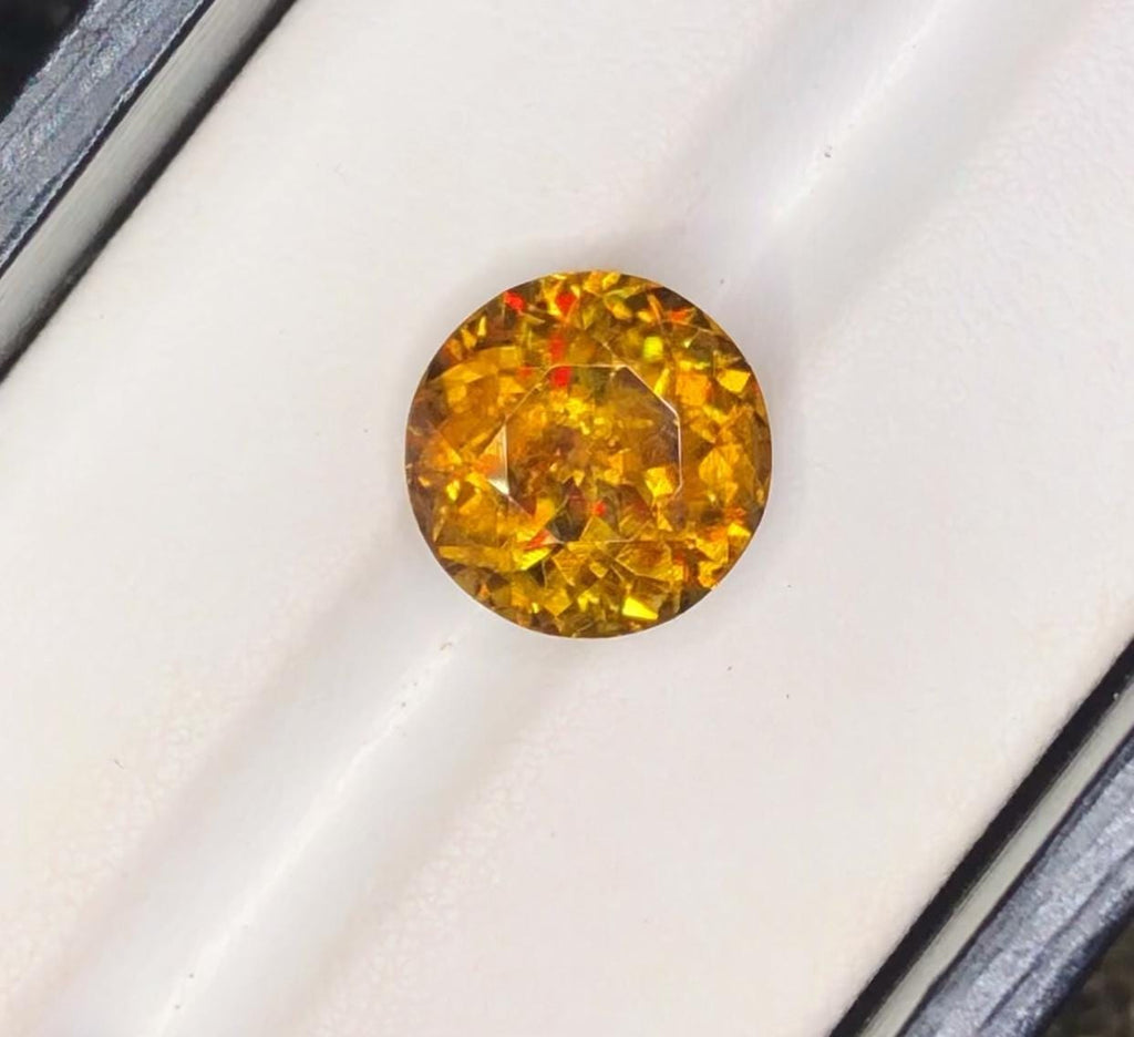 3.60 ct Full Fire Sphene Gemstone: Natural Titanite, August Birthstone
