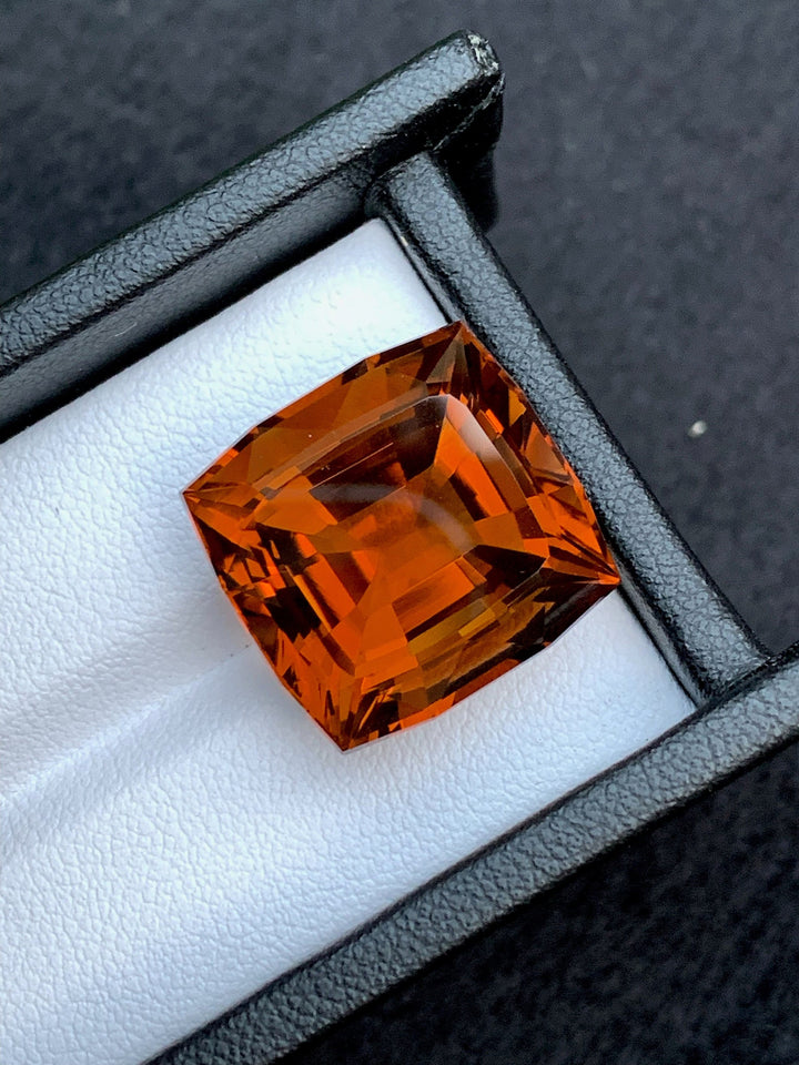 Natural Madeira Citrine Gemstone: Vintage Princess Cut, November Birthstone (25.50 Carat)