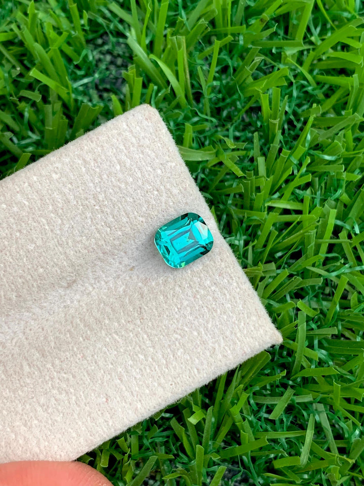 Blue Lagoon Tourmaline Gemstone: 1.25 CT Cushion Cut, Afghanistan Origin