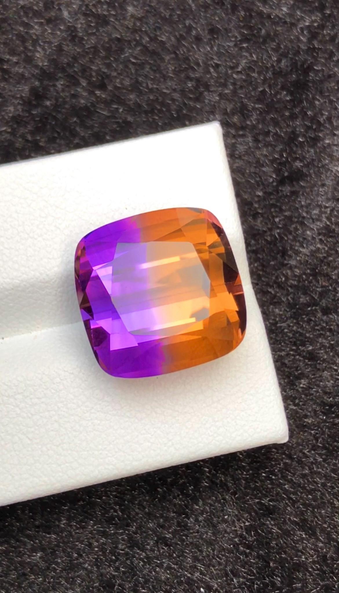 Bi-Color Ametrine 17.35 Ct Cushion Cut – Gemstone from Brazil