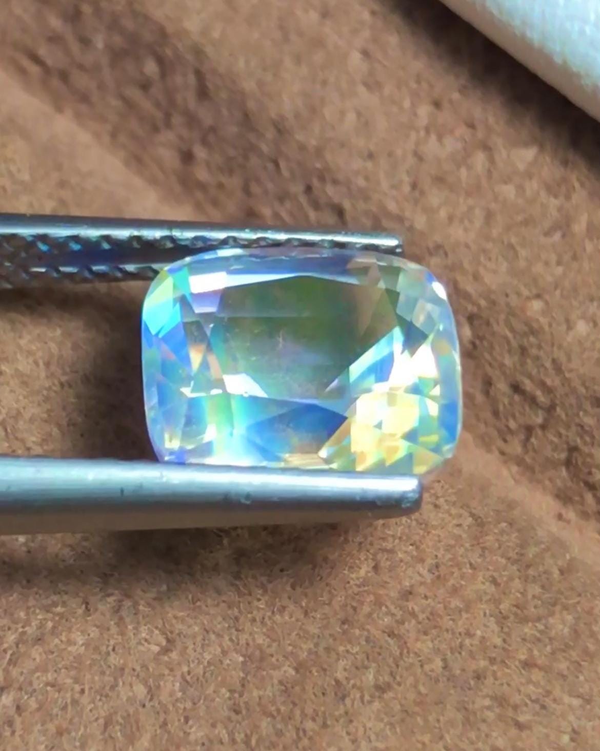 Rainbow Moonstone 2.54 Carat Cushion Cut Gemstone from Madagascar