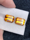 Natural Madeira Citrine Gemstone Pair: Vintage Orange November Birthstone (11.65 Carat)
