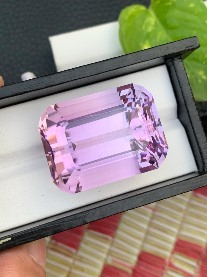 135.10 CT Faceted Pink Kunzite Gemstone: Emerald Cut Loose Stone