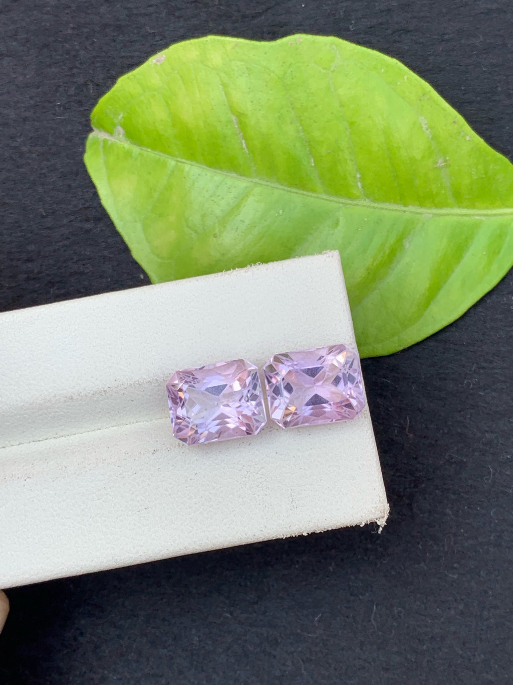 Emerald Cut Amethyst Gemstone Pair: Zambia Purple Stone, 10.20 CT