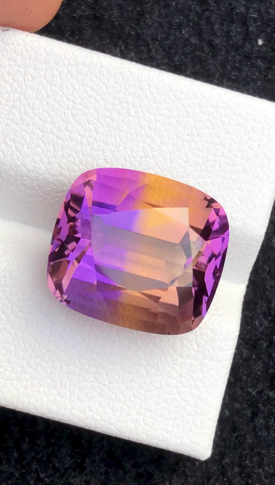 Bi-Color Ametrine 12.50 Ct Cushion Cut – Gemstone from Brazil