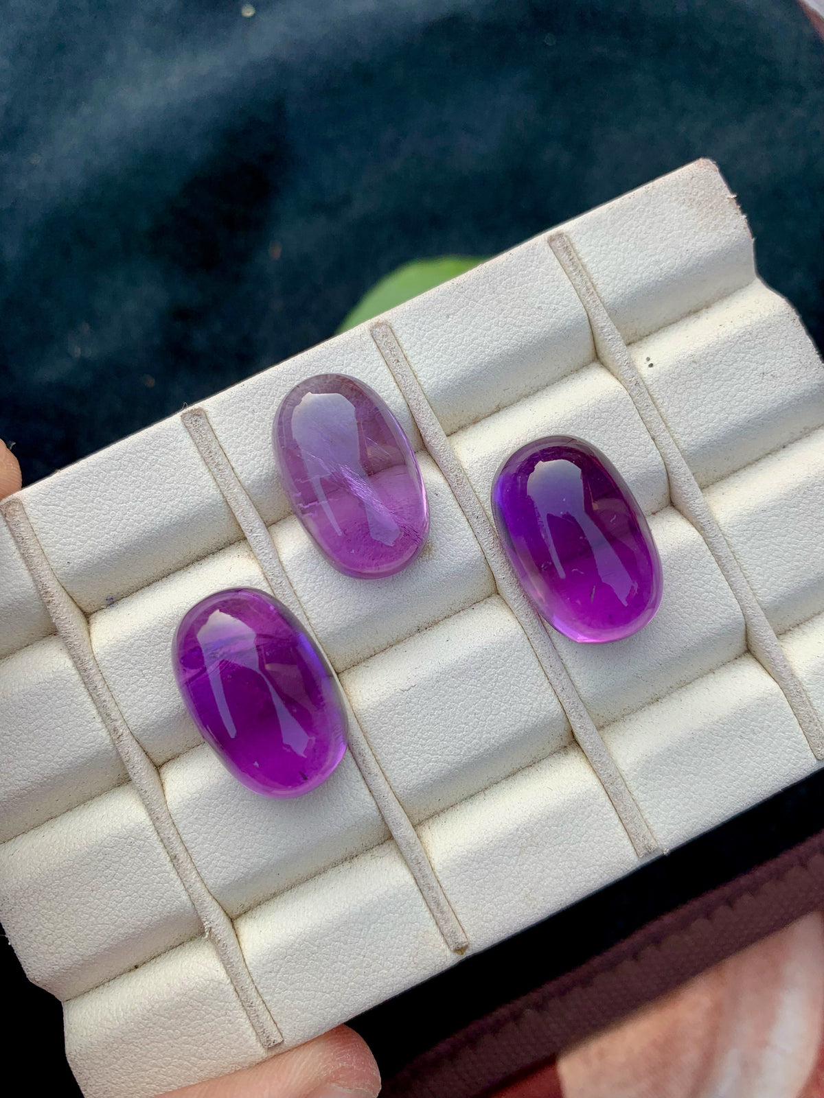 Deep Purple Amethyst Sugarloaf Cabochon Lot - 49.15 Carat