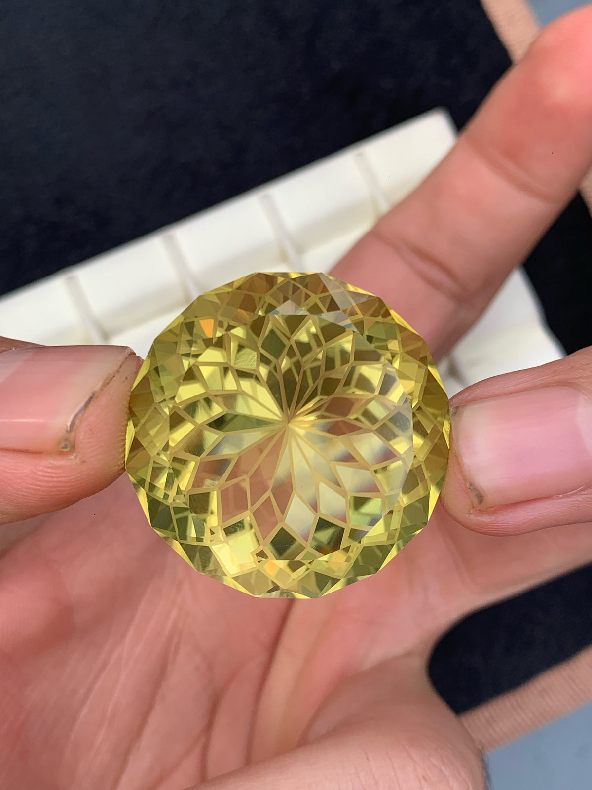 Flower Cut Citrine Gemstone: Yellow Faceted Loose Stone, 96.80 CT