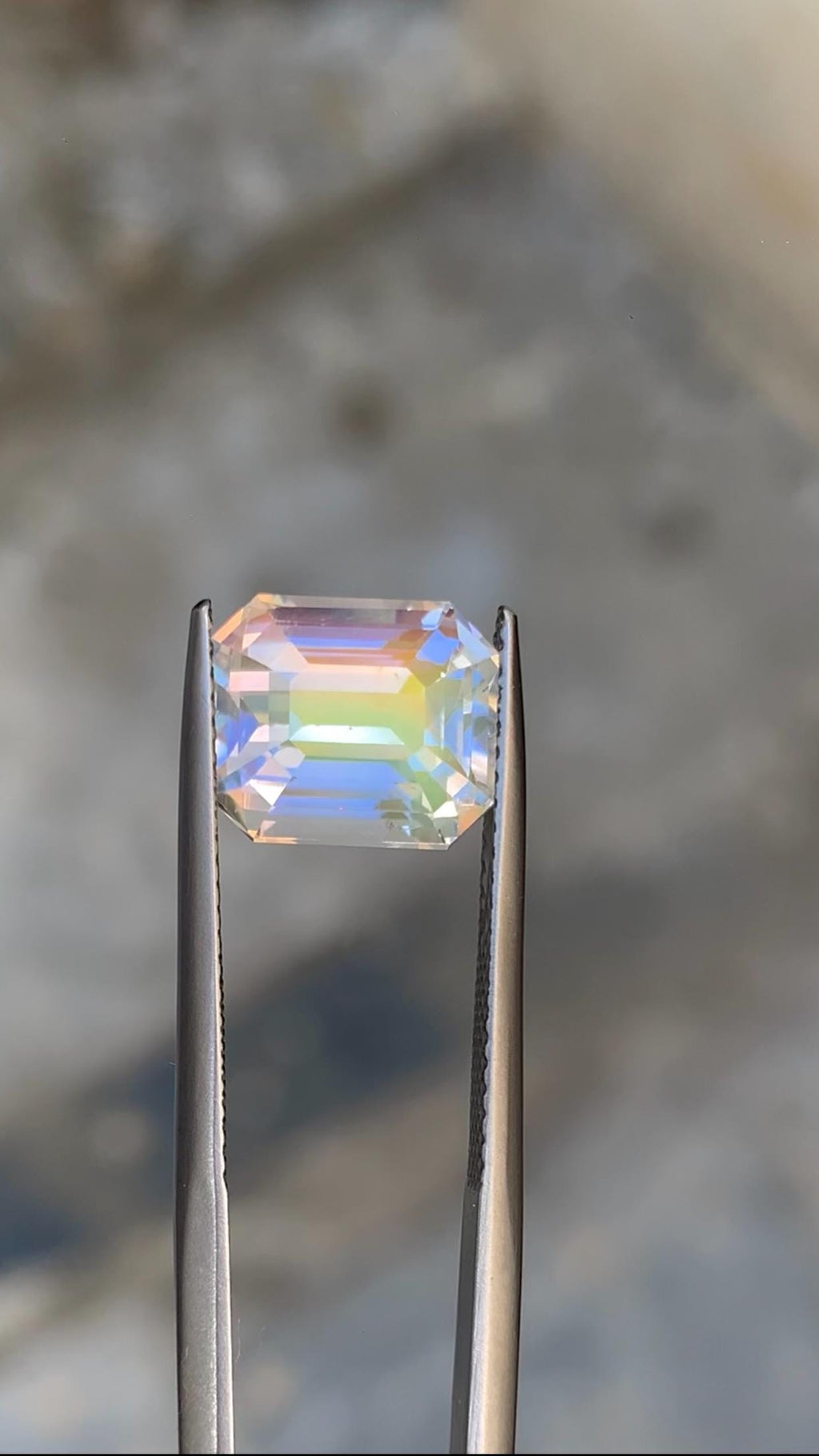 Emerald Cut Rainbow Moonstone Gemstone: Madagascar Loose Stone, 4.45 CT