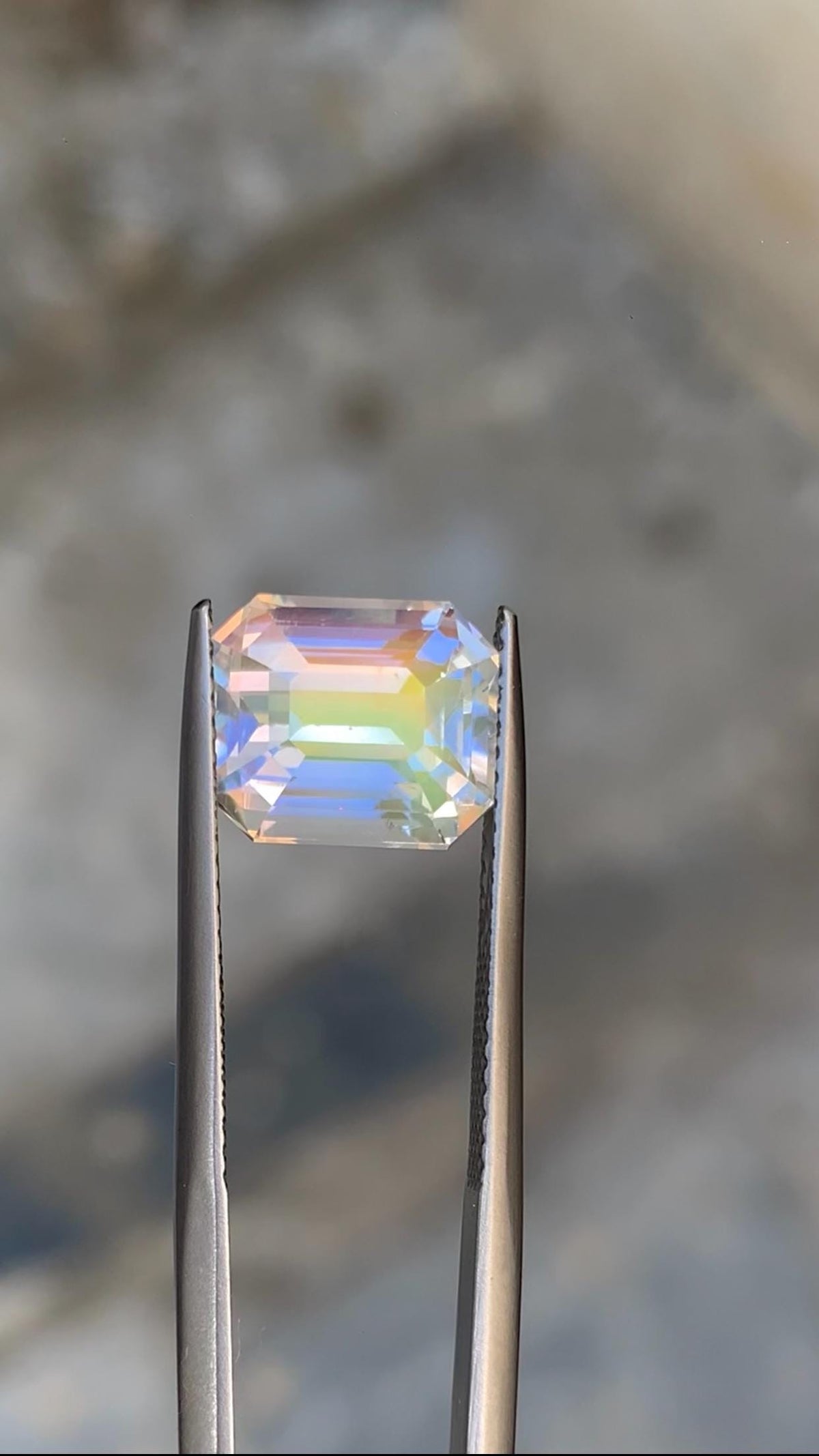 Emerald Cut Rainbow Moonstone Gemstone: Madagascar Loose Stone, 4.45 CT