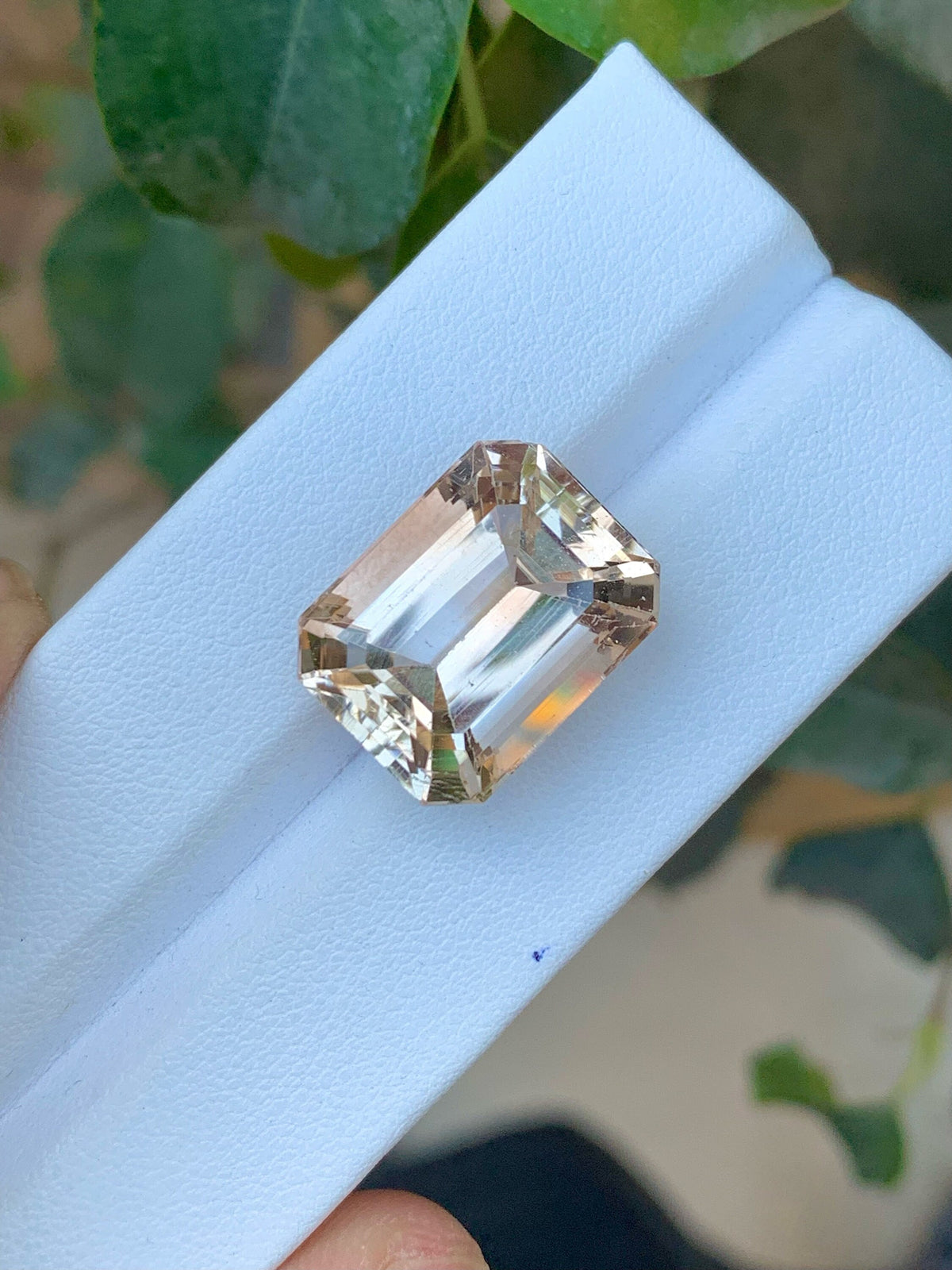 Unheated Imperial Topaz Gemstone: 24.70 CT Emerald Cut