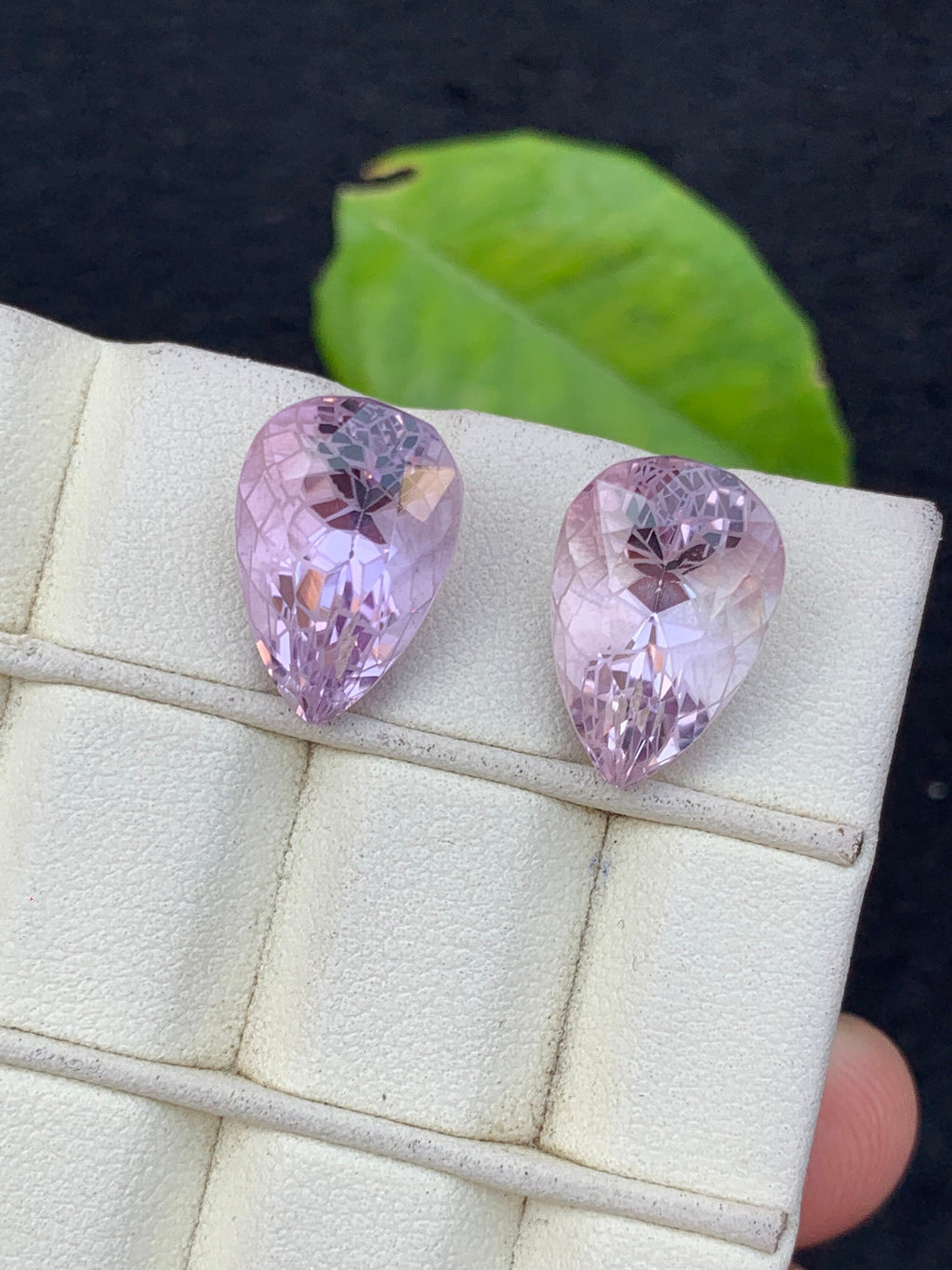 Lavender Pink Amethyst Gemstone Pair: Pear Cut Stone, 19.80 CT