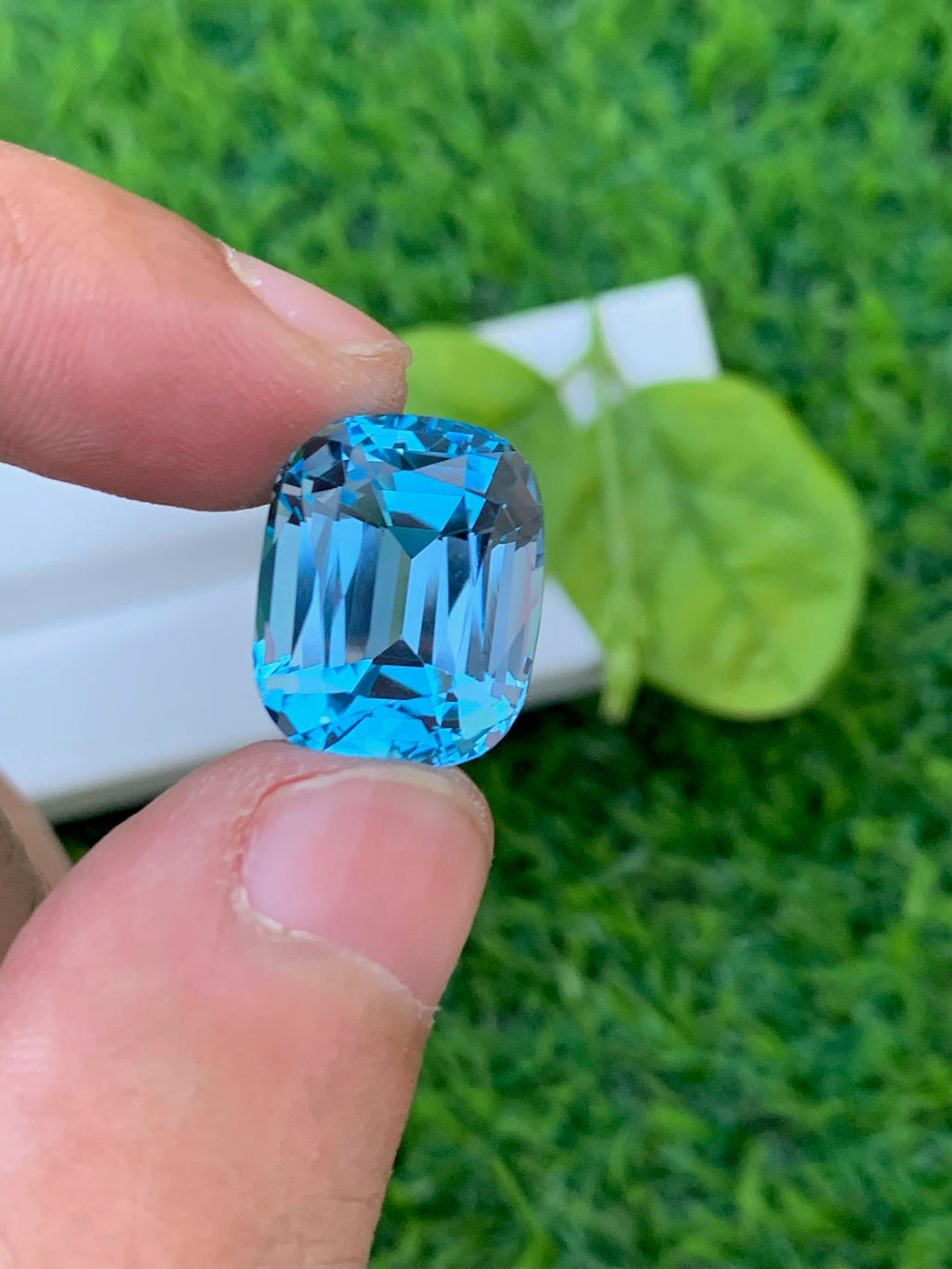 20.00 CT Swiss Blue Topaz Gemstone: Cushion Cut, Flawless