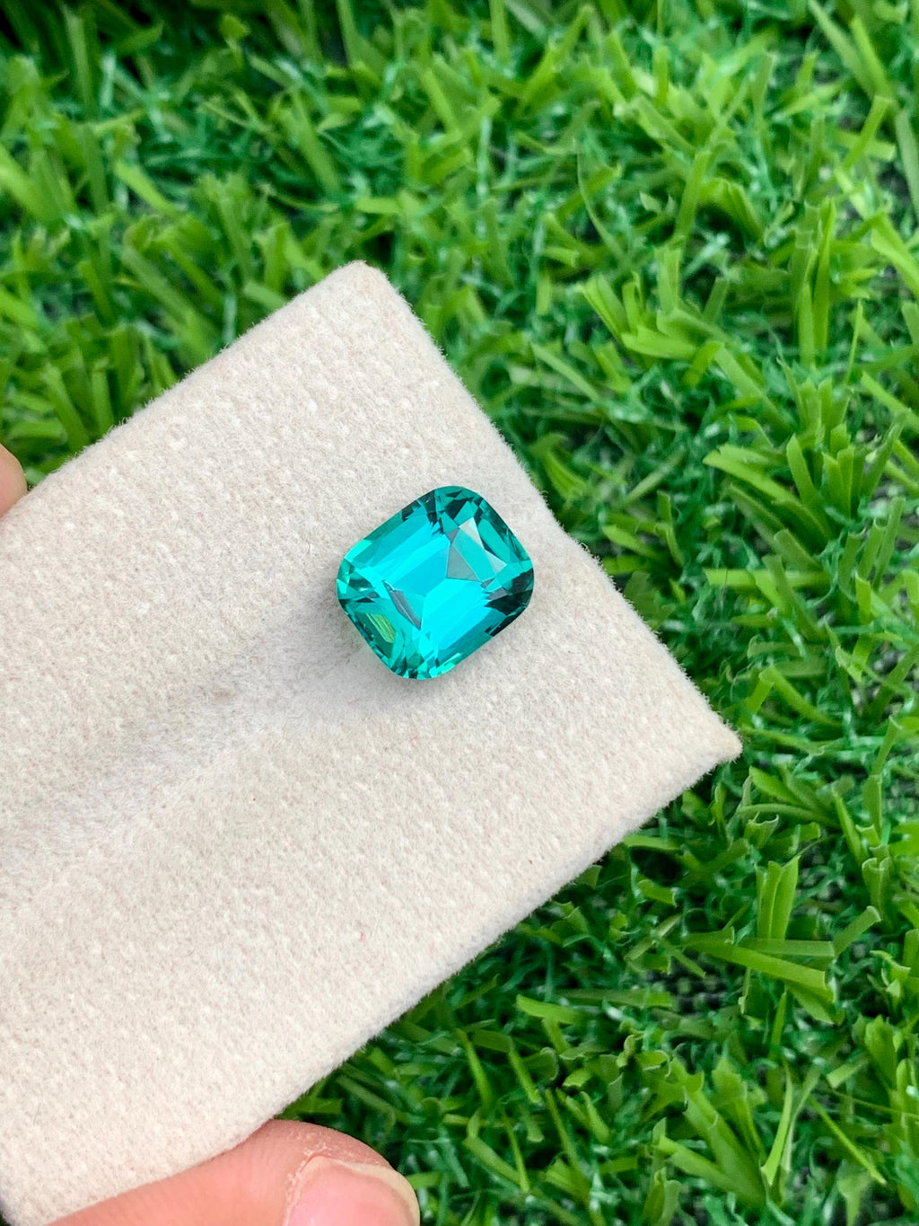 Lagoon Blue Tourmaline Stone: Faceted Cushion Cut, October Birthstone