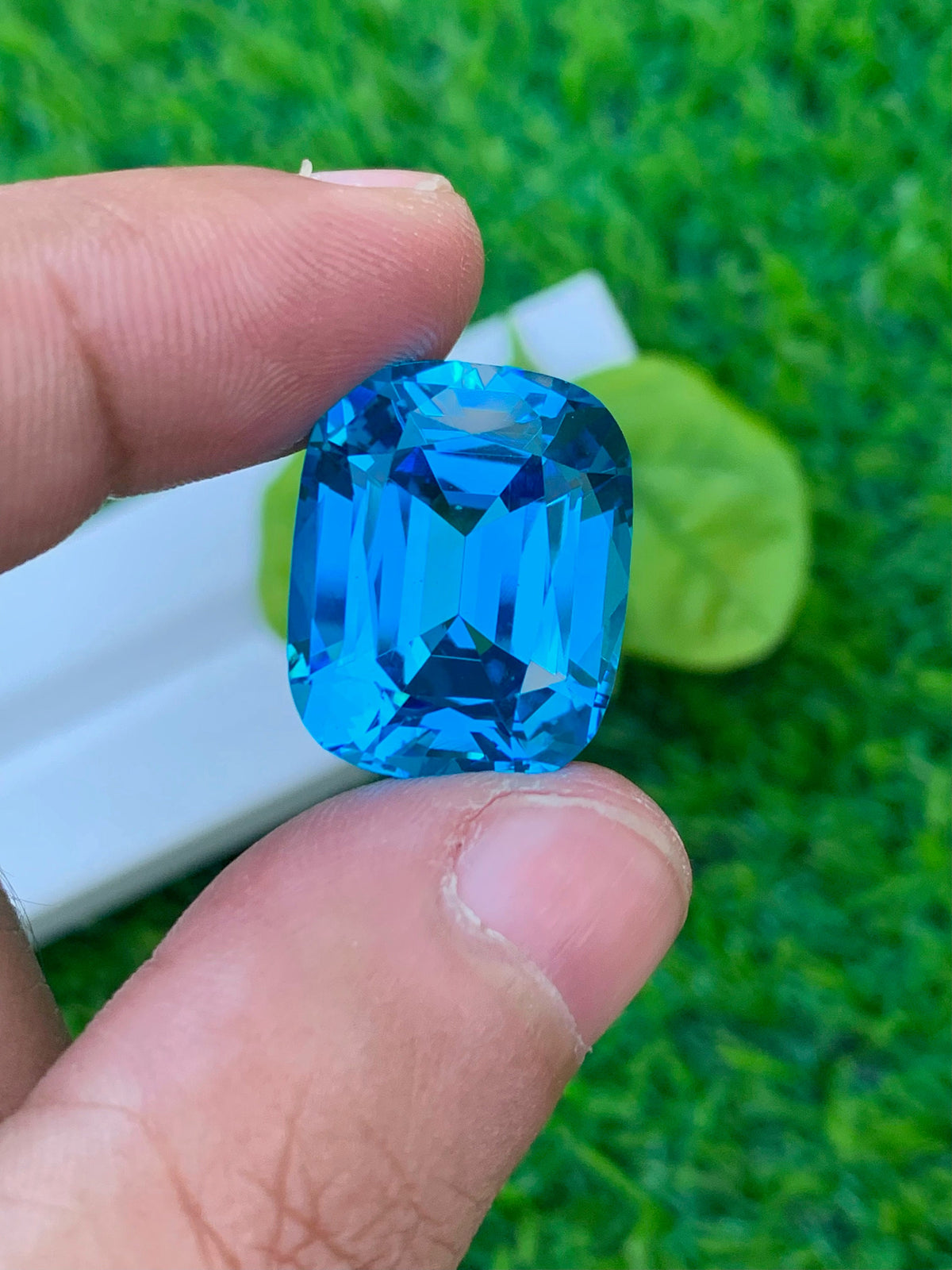 Electric Blue Topaz Gemstone: 35.65 CT Cushion Cut Swiss Topaz