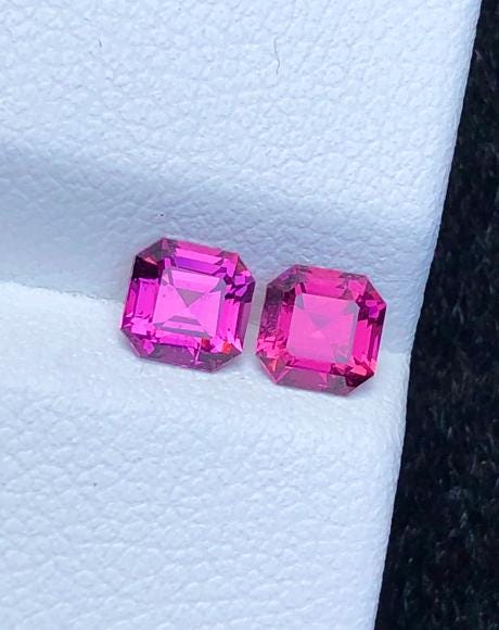 Malaya Garnet Pair 1.25 ct Asscher Cut – Vibrant Peach-Pink Color