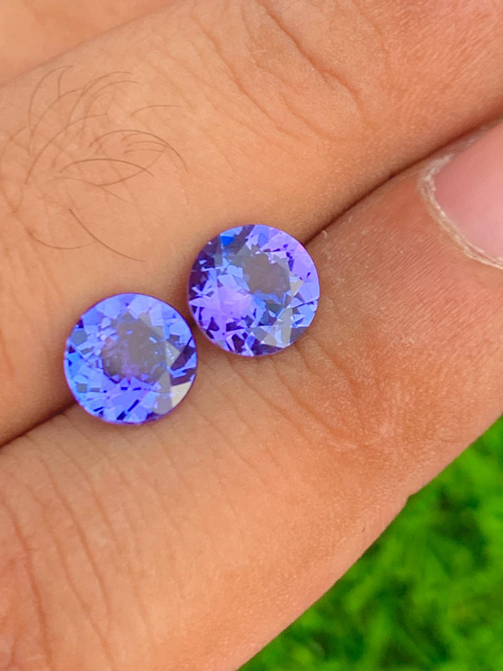 7mm Tanzanite Pair 2.90ct Round Cut Blue  tanzanite Gemstones from Tanzania