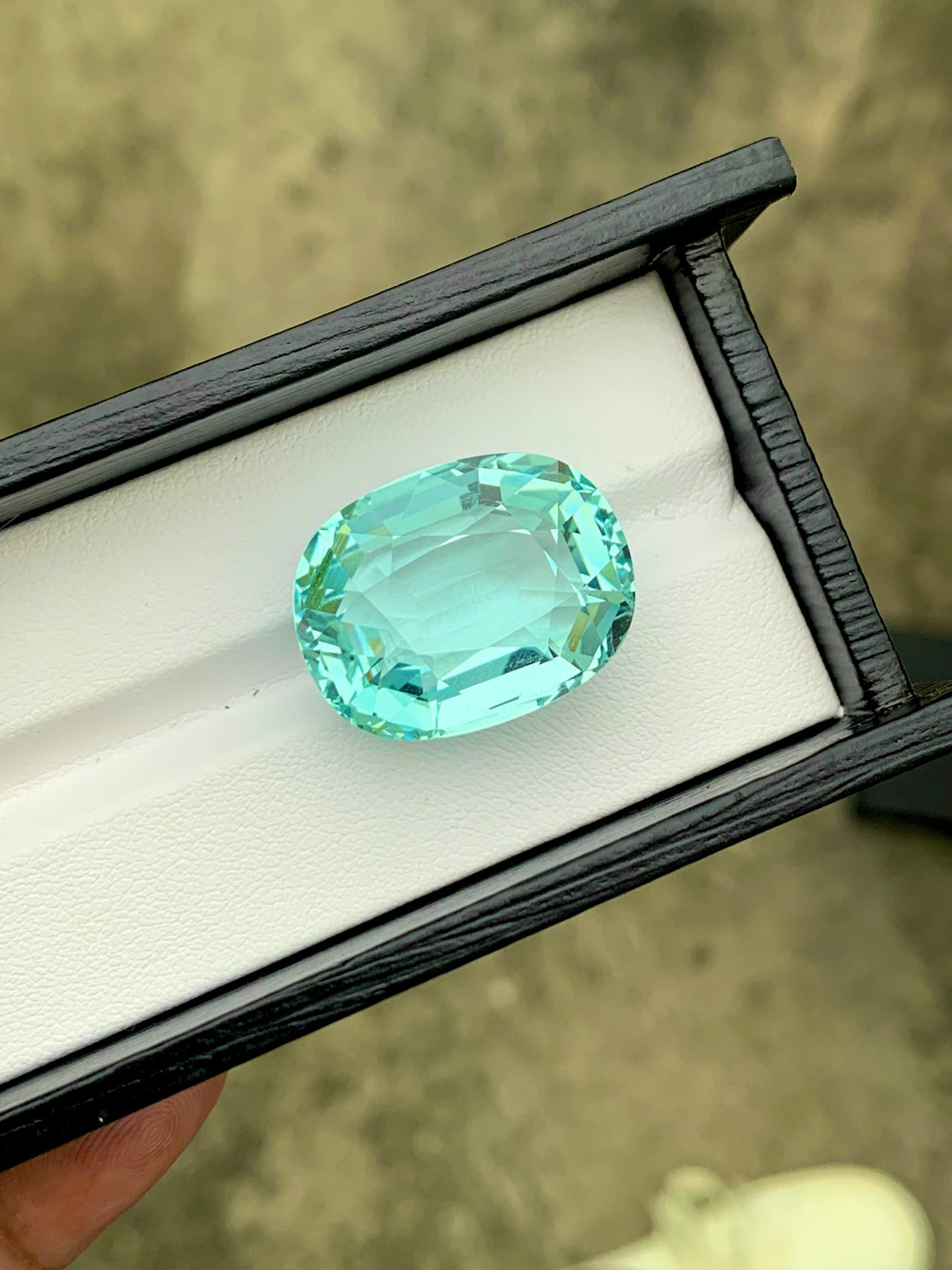 Natural Aquamarine Gemstone: 36.65 Carat Cushion Cut, Brazil