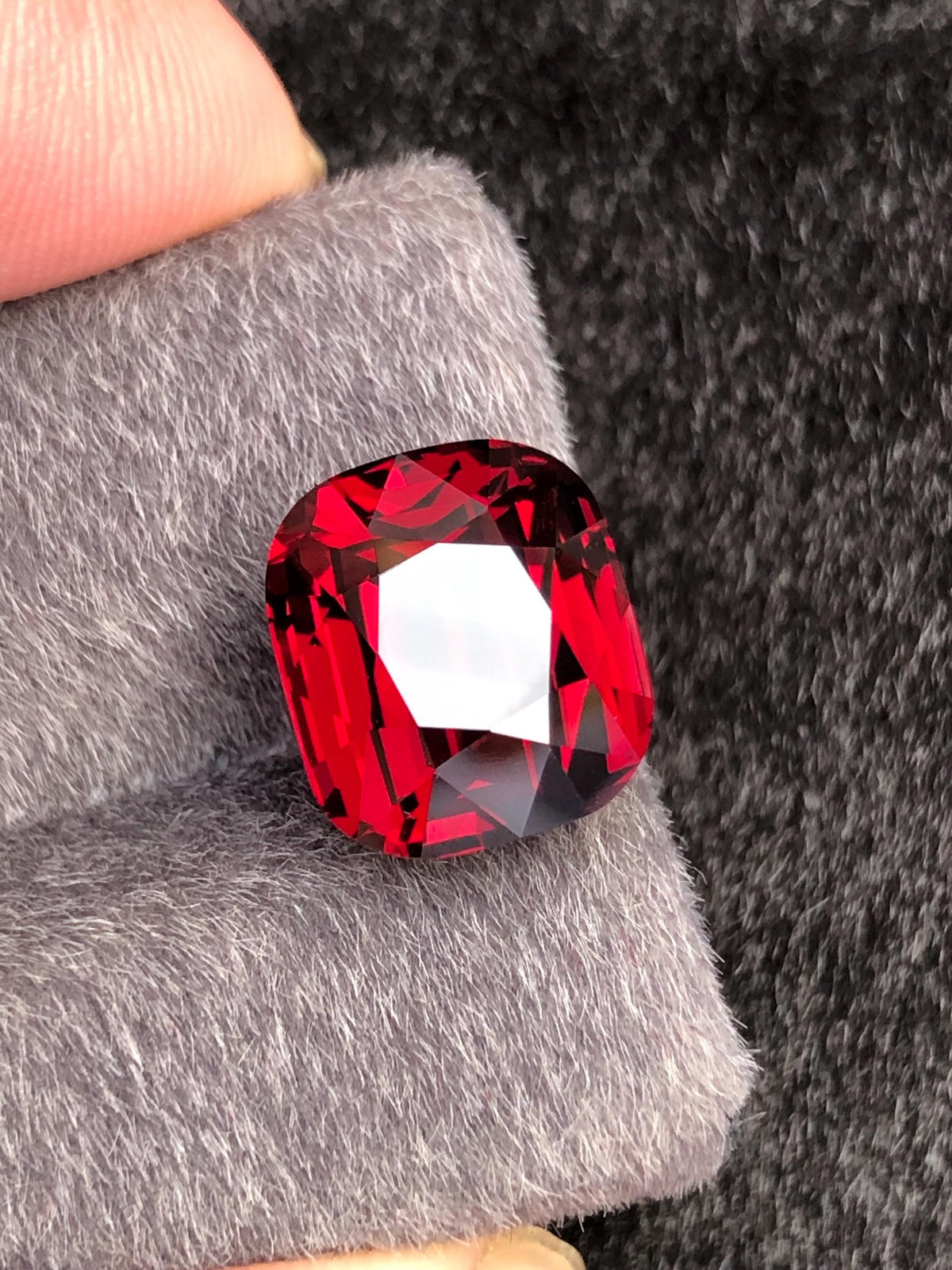 Red Rhodolite Garnet Cushion Cut 12.40 ct from Tanga Mine Tanzania