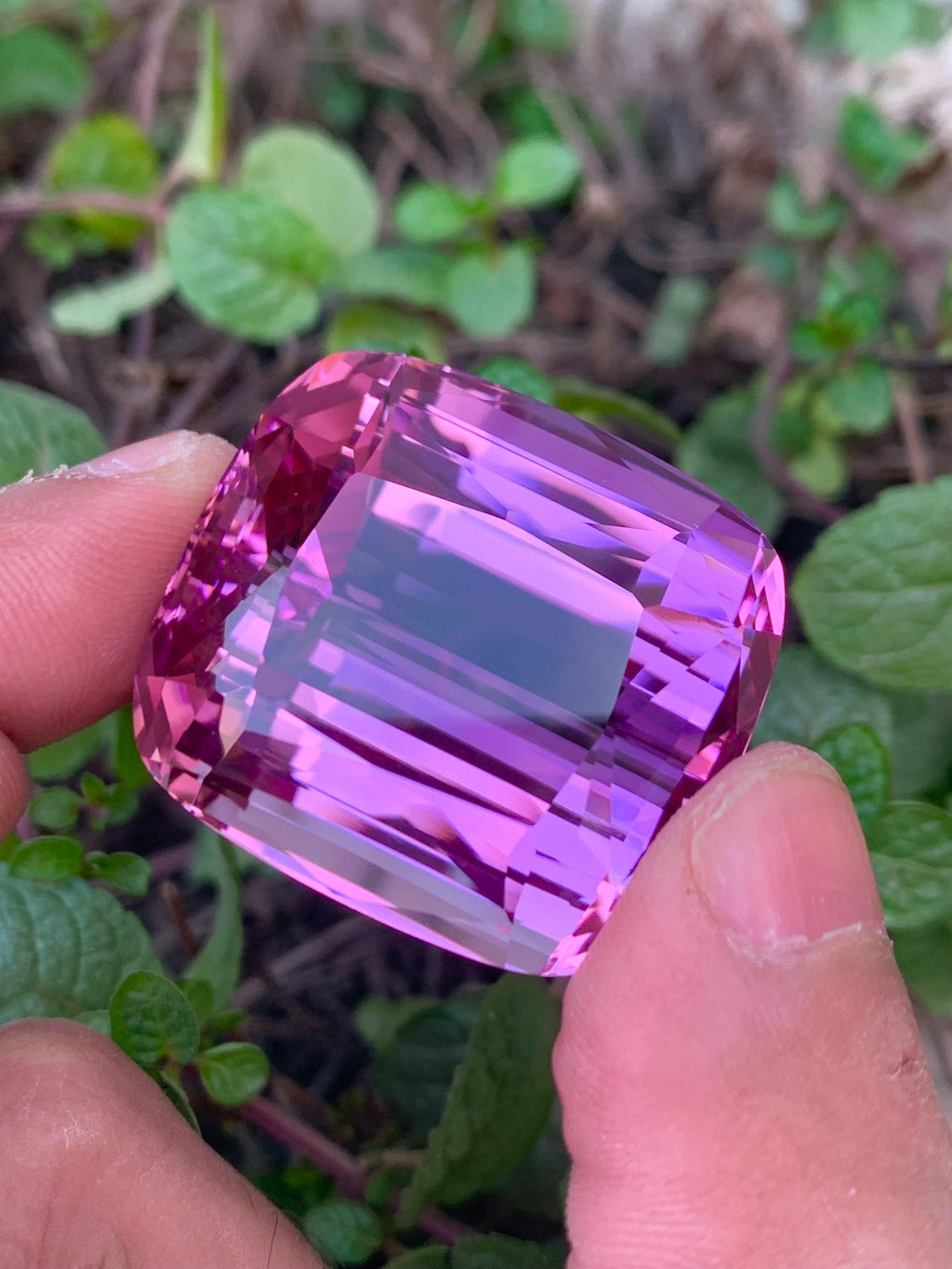 Peach Pink Kunzite Gemstone: 180.45 CT Cushion Cut, Flawless