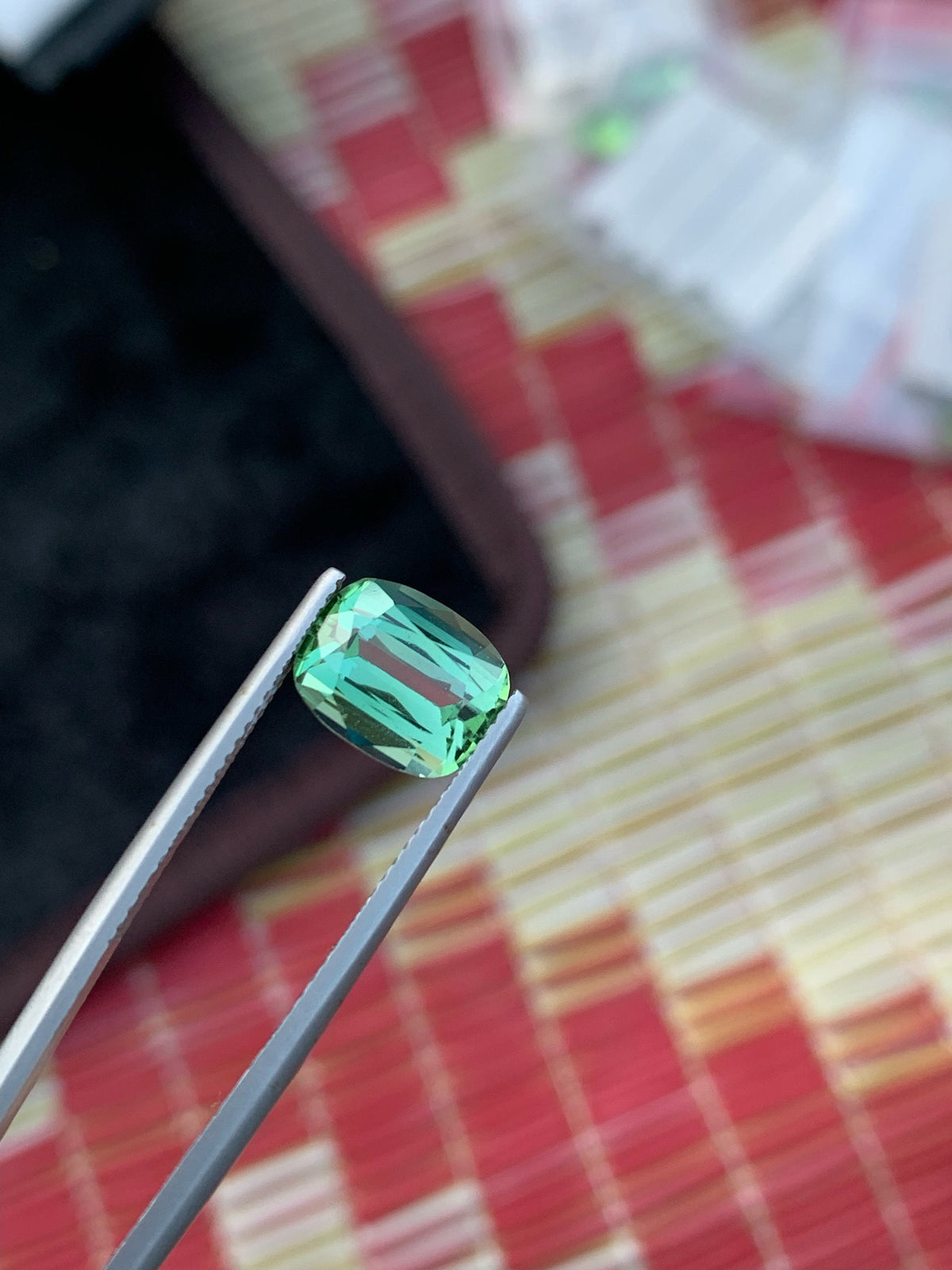 Natural Blue Green Tourmaline Gemstone For Ring Making , Cushion Cut Tourmaline Stone , 3.65 CT