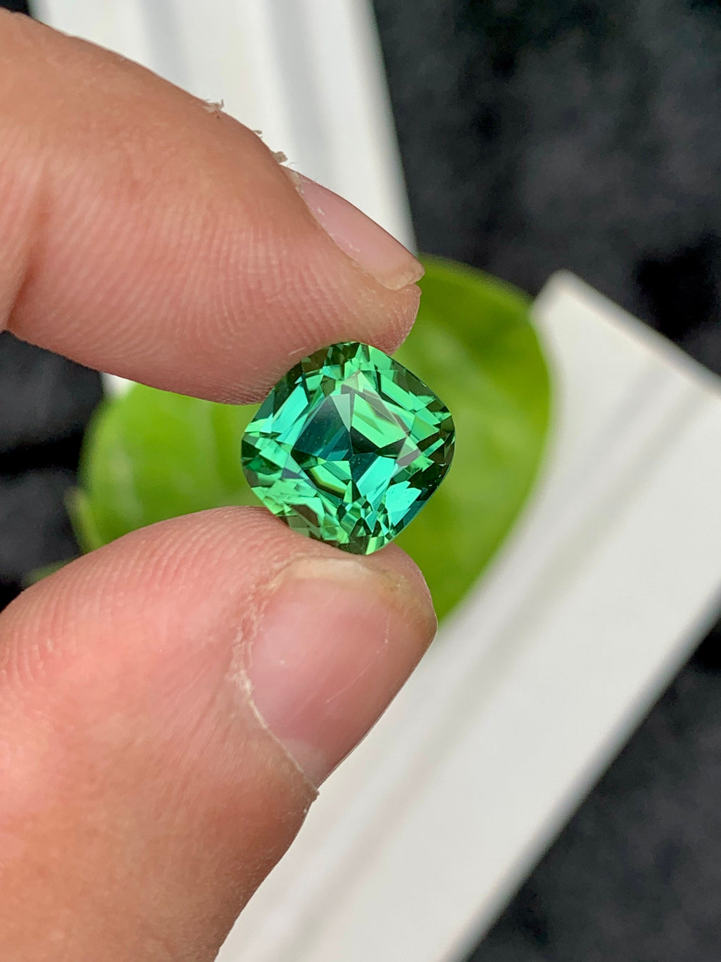 Green Tourmaline Gemstone: 5.85 CT Flawless Cushion Cut, Afghanistan