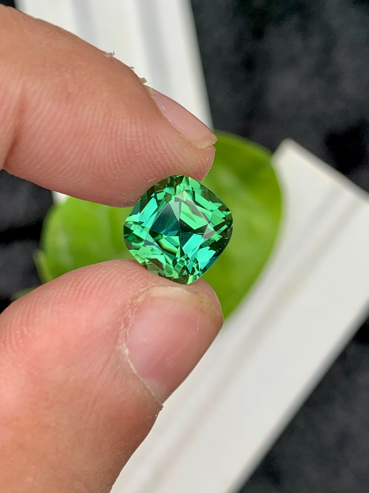 Green Tourmaline Gemstone: 5.85 CT Flawless Cushion Cut, Afghanistan