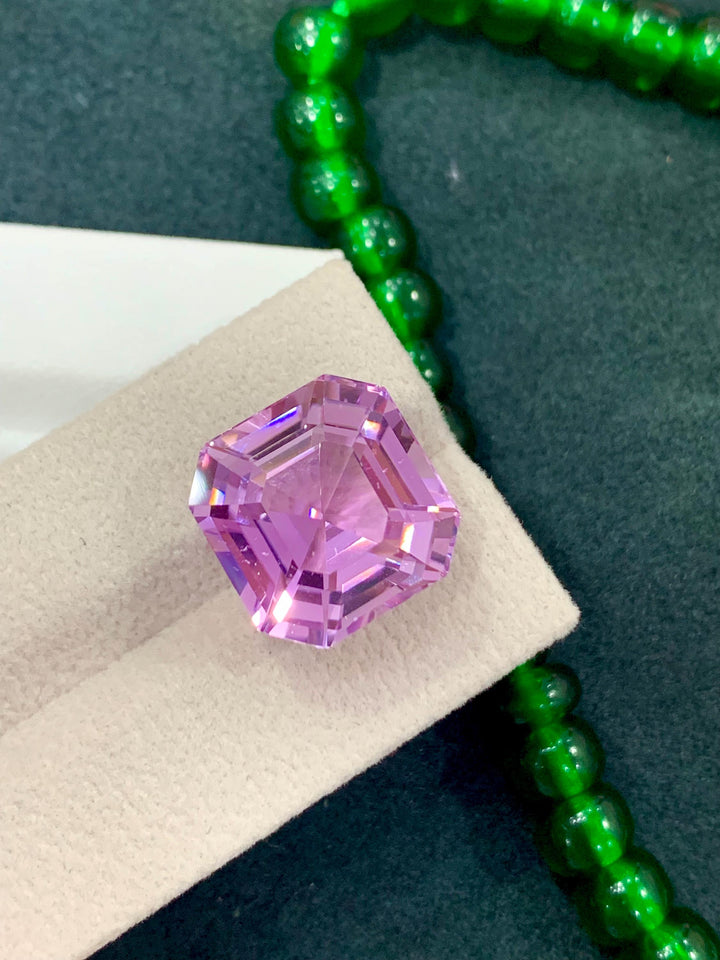 Pink Kunzite 23.90ct Asscher Cut Gemstone from Afghanistan – Light Pink Sparkling Gem
