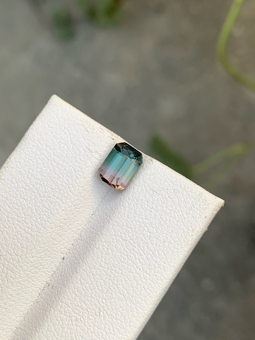 Bi-Color Tourmaline Loose Gemstone: Emerald Cut, 1.40 CT