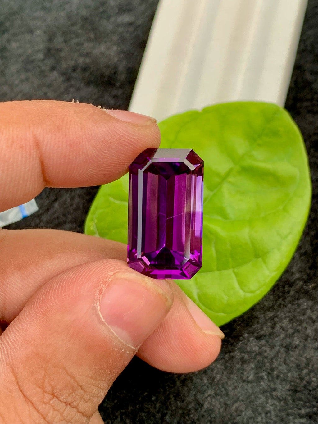Emerald Cut Amethyst Gemstone: Deep Purple Loose Stone, 22.35 CT