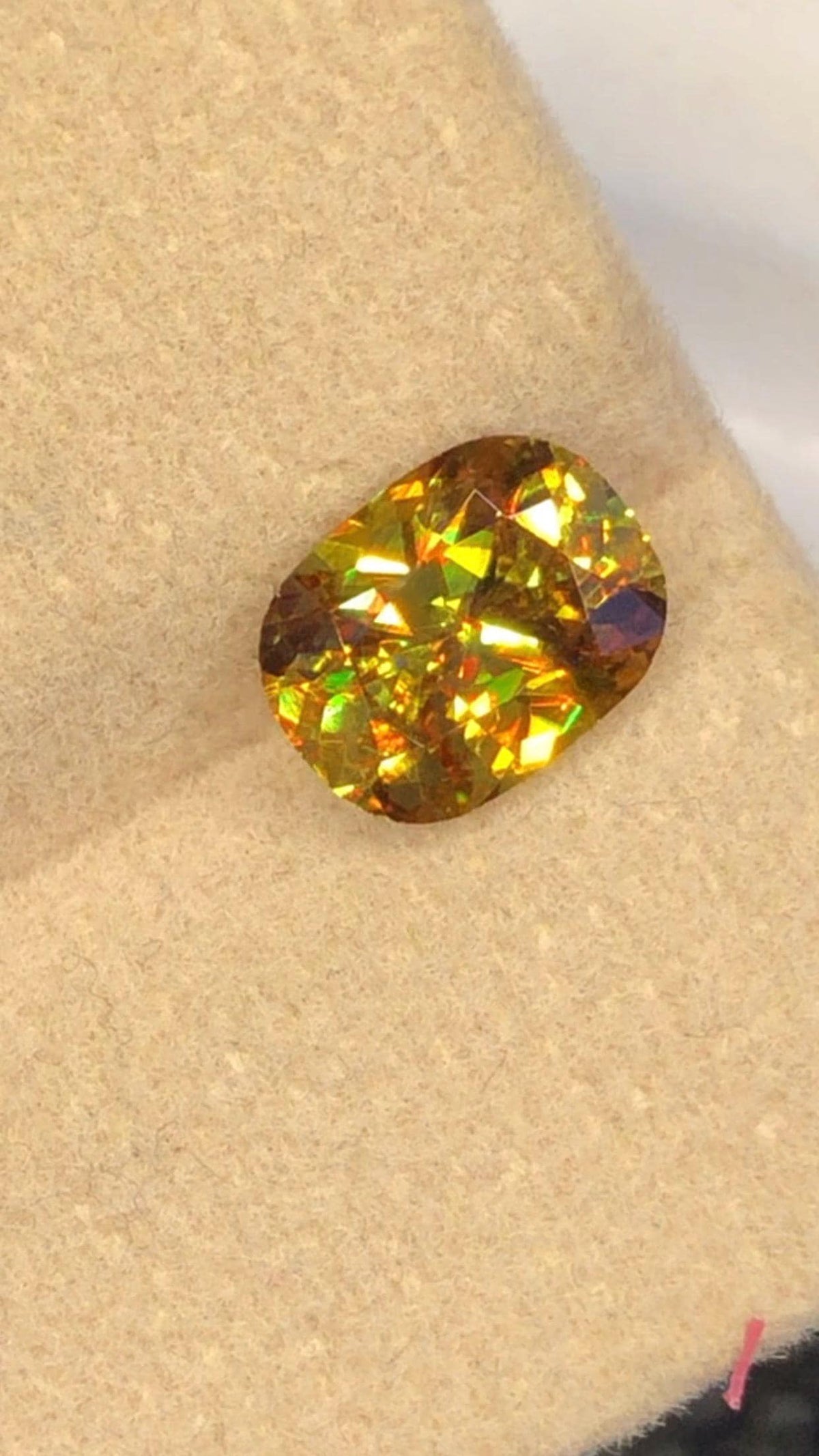Cushion Cut Sphene Gemstone: 1.75 CT Yellow-Red Titanite, Zagi Mine