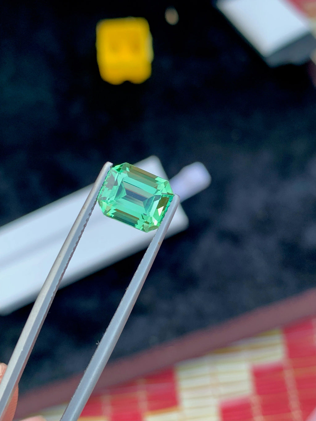 Emerald Cut Green Tourmaline Gemstone: Bluish Green Jewelry Stone, 3.70 CT