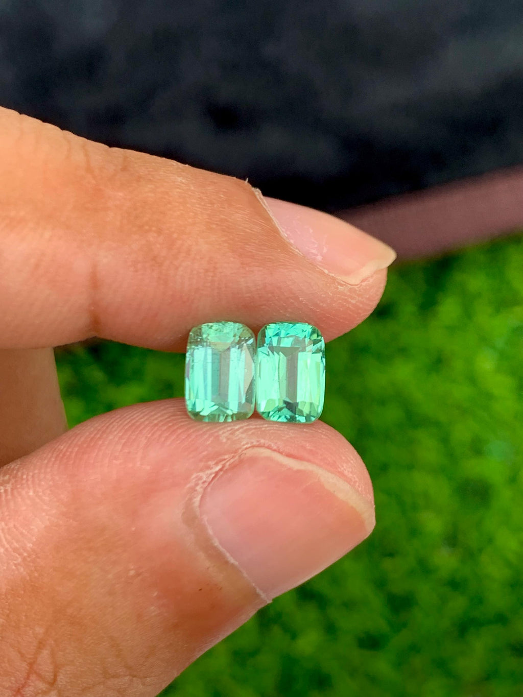 Lagoon Tourmaline 2.45ct Cushion Cut Pair from Afghanistan