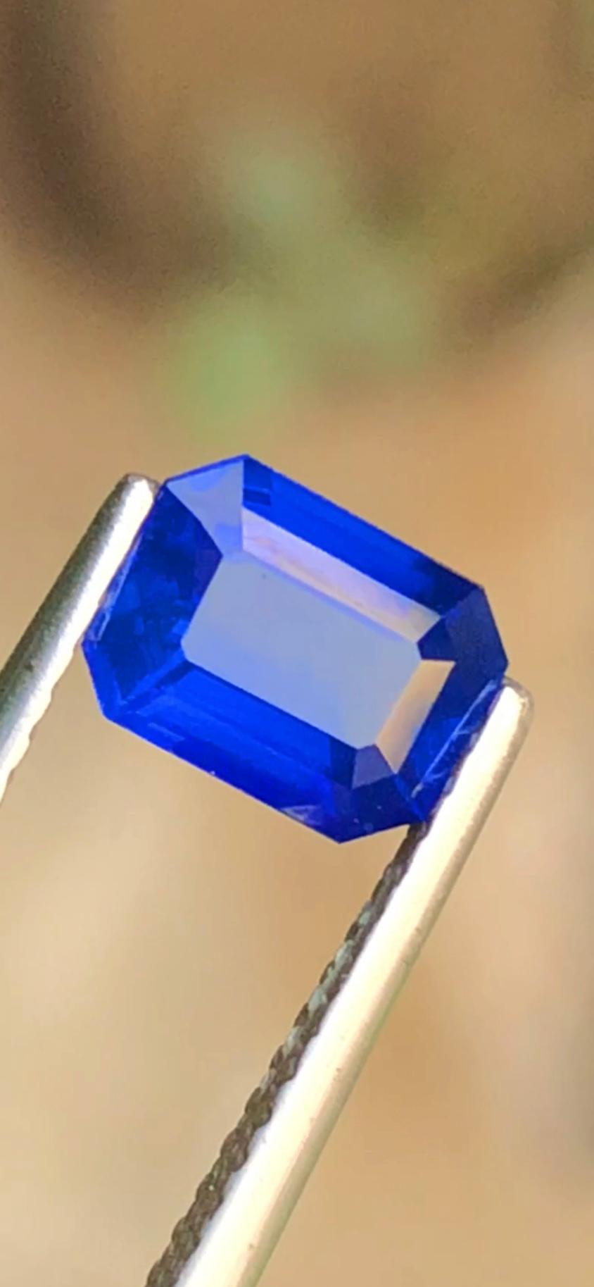 Royal Blue Sapphire 1.20ct Emerald Cut Madagascar – Certified Faceted Gemstone